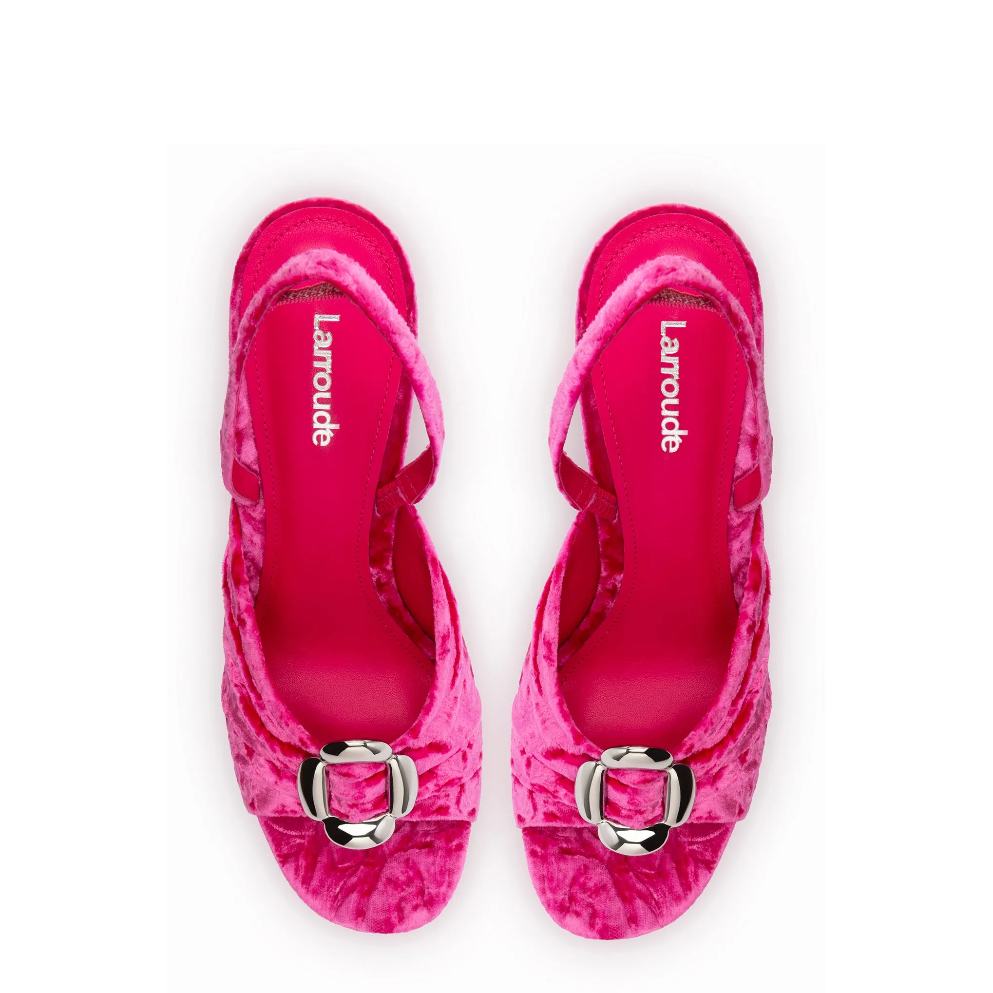 Mayfair Sandal In Pink Velvet sold by Larroude product image thumbnail 3