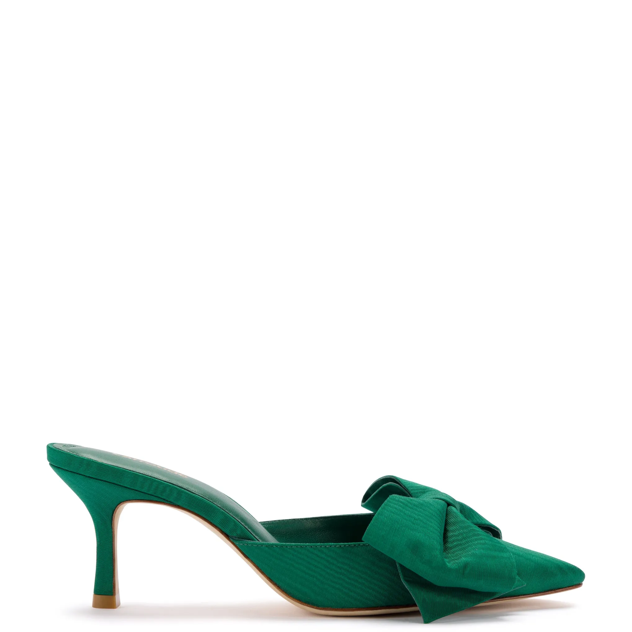 Mini Elle Pump In Emerald Fabric sold by Larroude