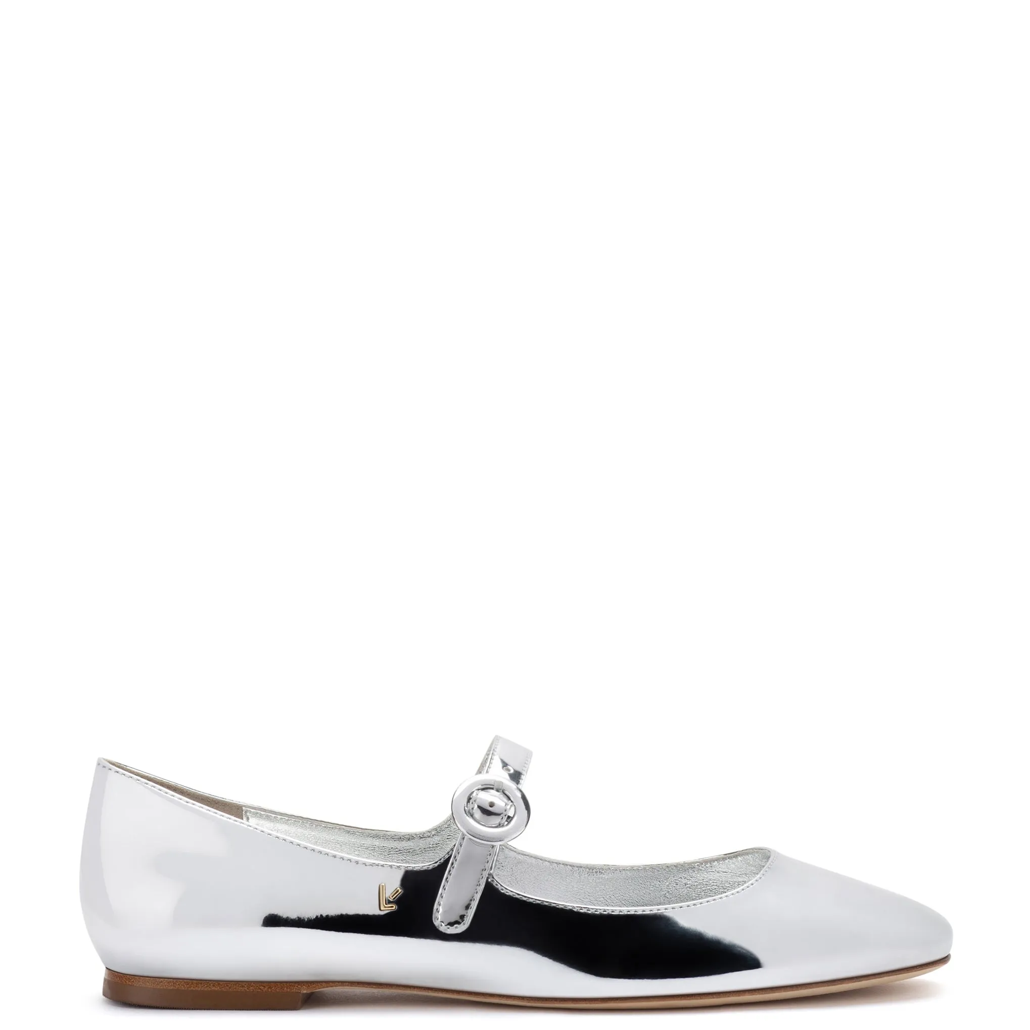 Blair Ballet Flat In Silver Specchio sold by Larroude
