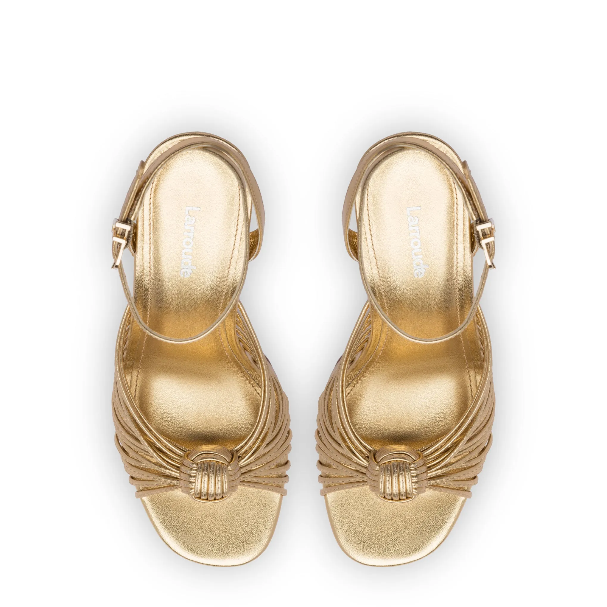 Valerie Platform Sandal In Gold Metallic Leather sold by Larroude product image thumbnail 3