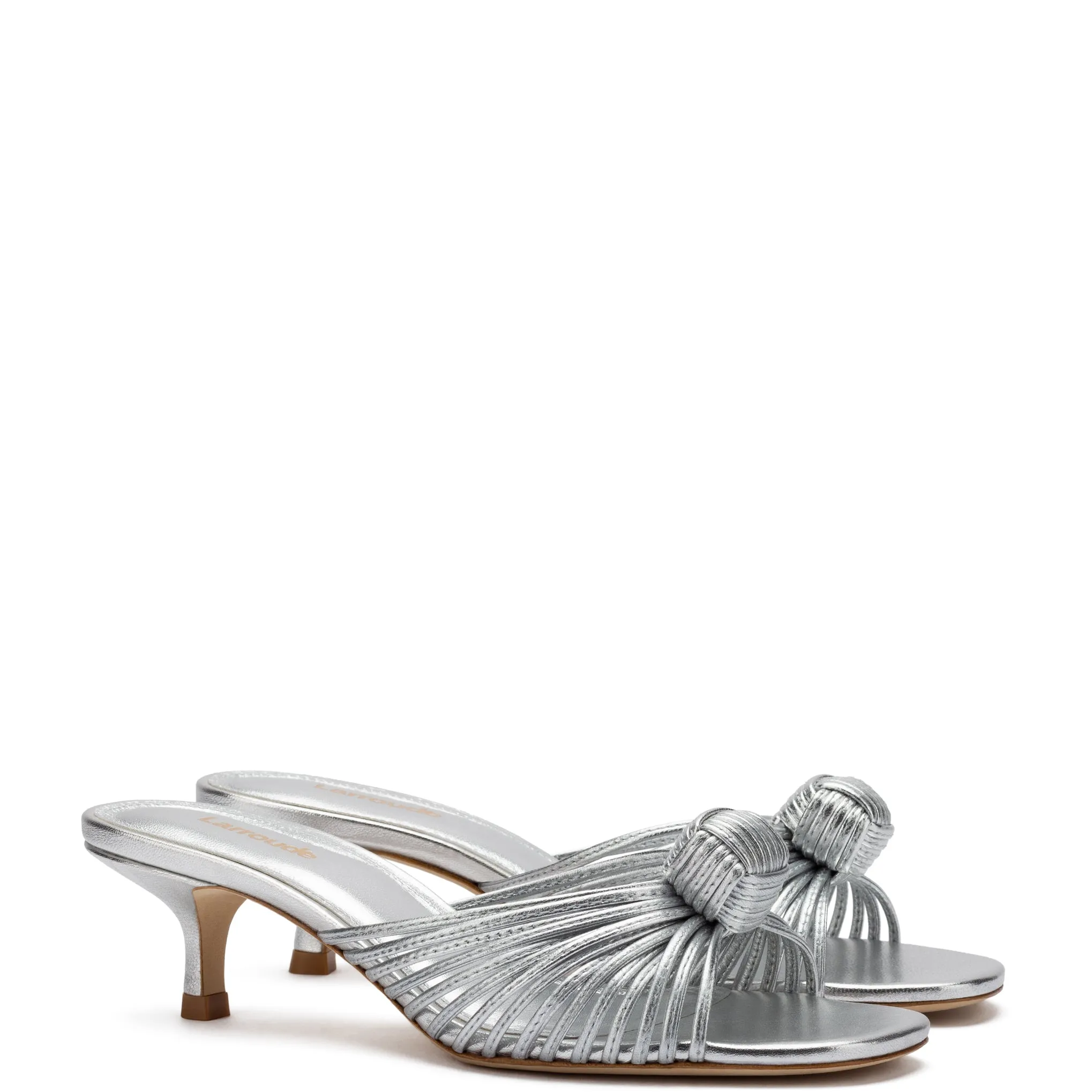 Valerie Mule In Silver Metallic Leather sold by Larroude product image thumbnail 2