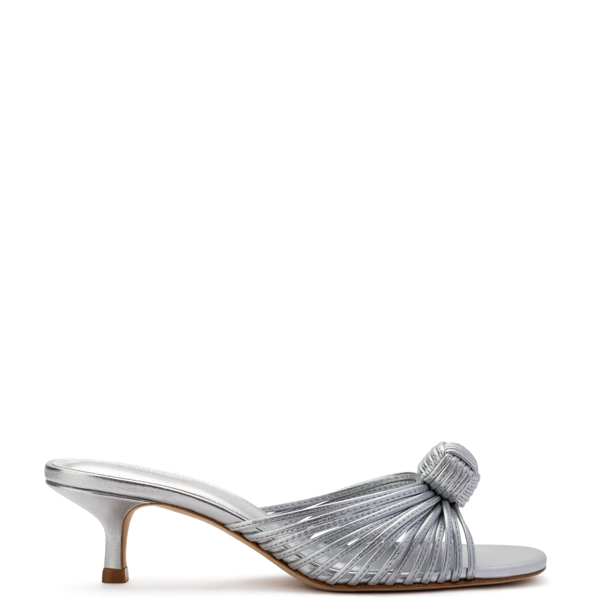 Valerie Mule In Silver Metallic Leather sold by Larroude