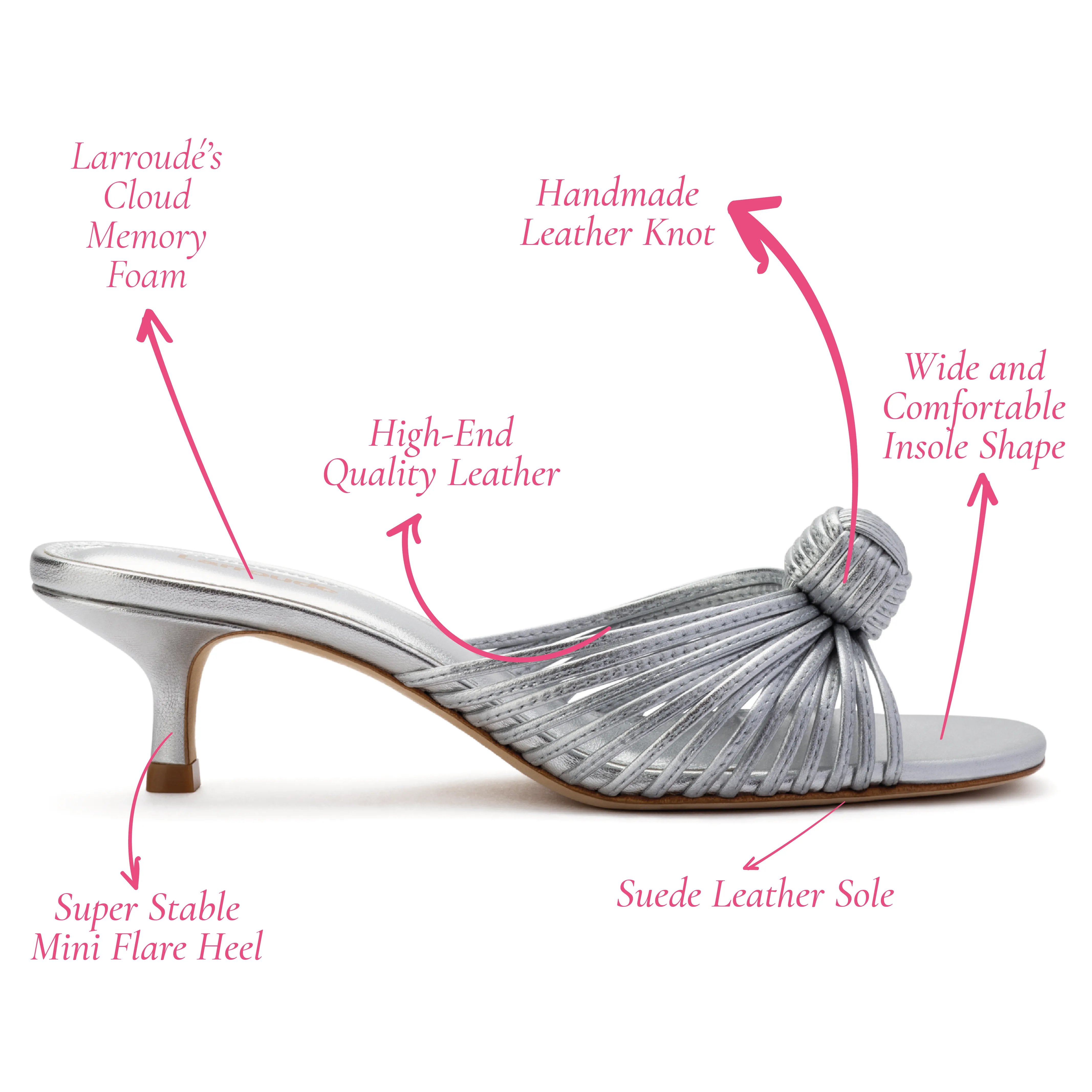 Valerie Mule In Silver Metallic Leather sold by Larroude product image thumbnail 5