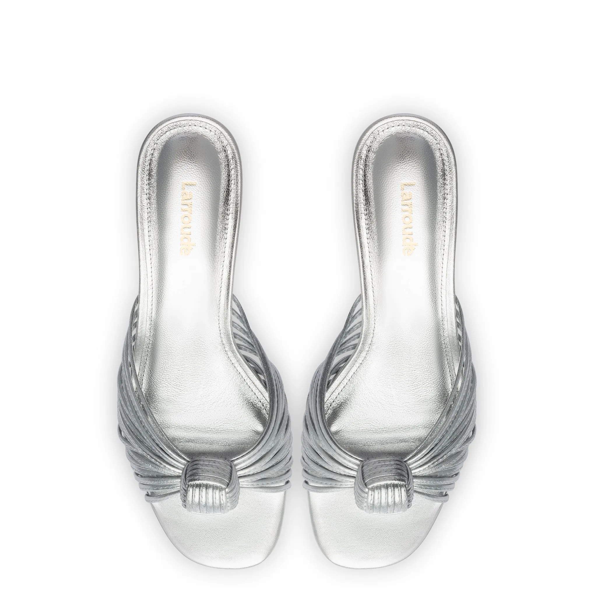 Valerie Mule In Silver Metallic Leather sold by Larroude product image thumbnail 3