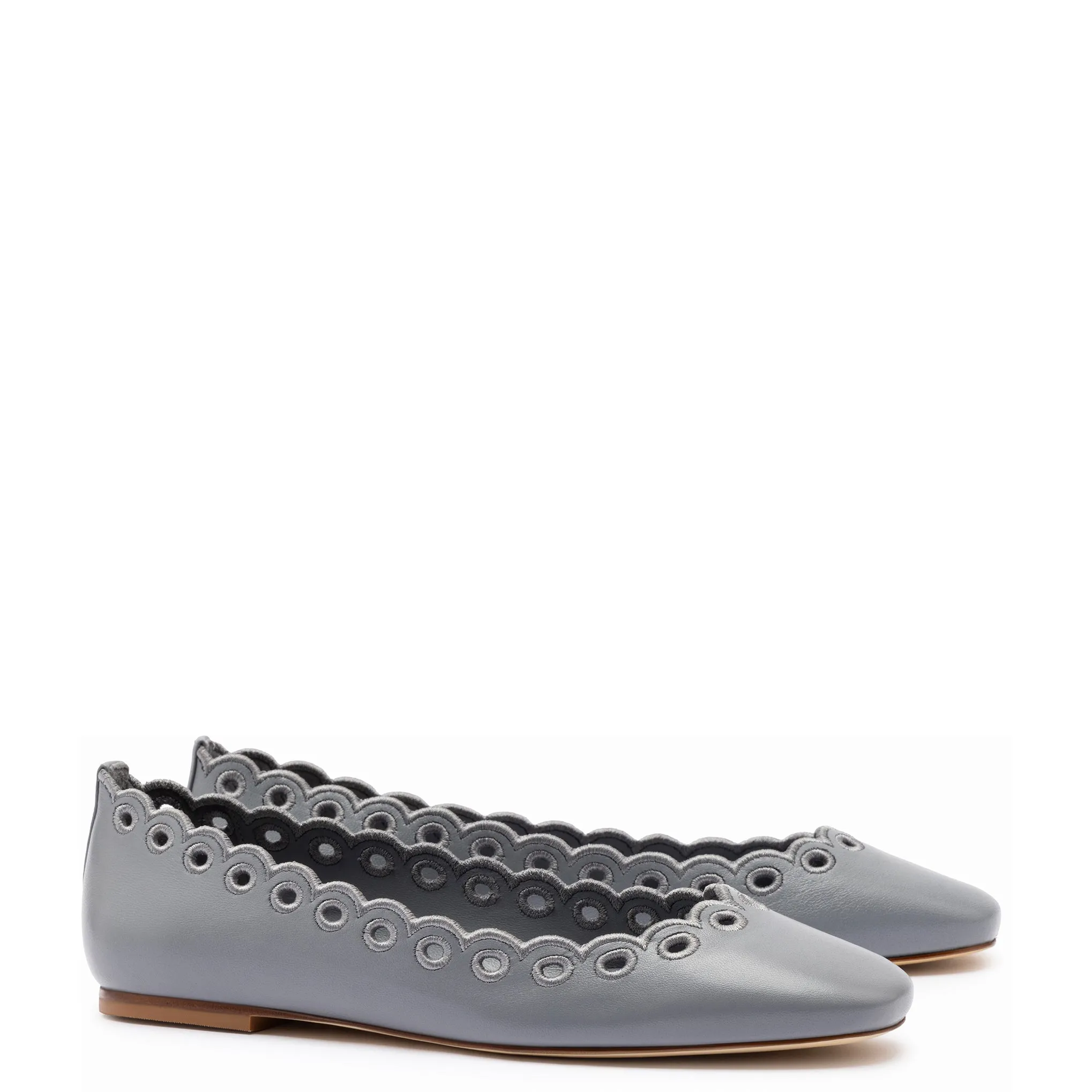 Meghan Broderie Flat In Titanium Leather sold by Larroude product image thumbnail 2