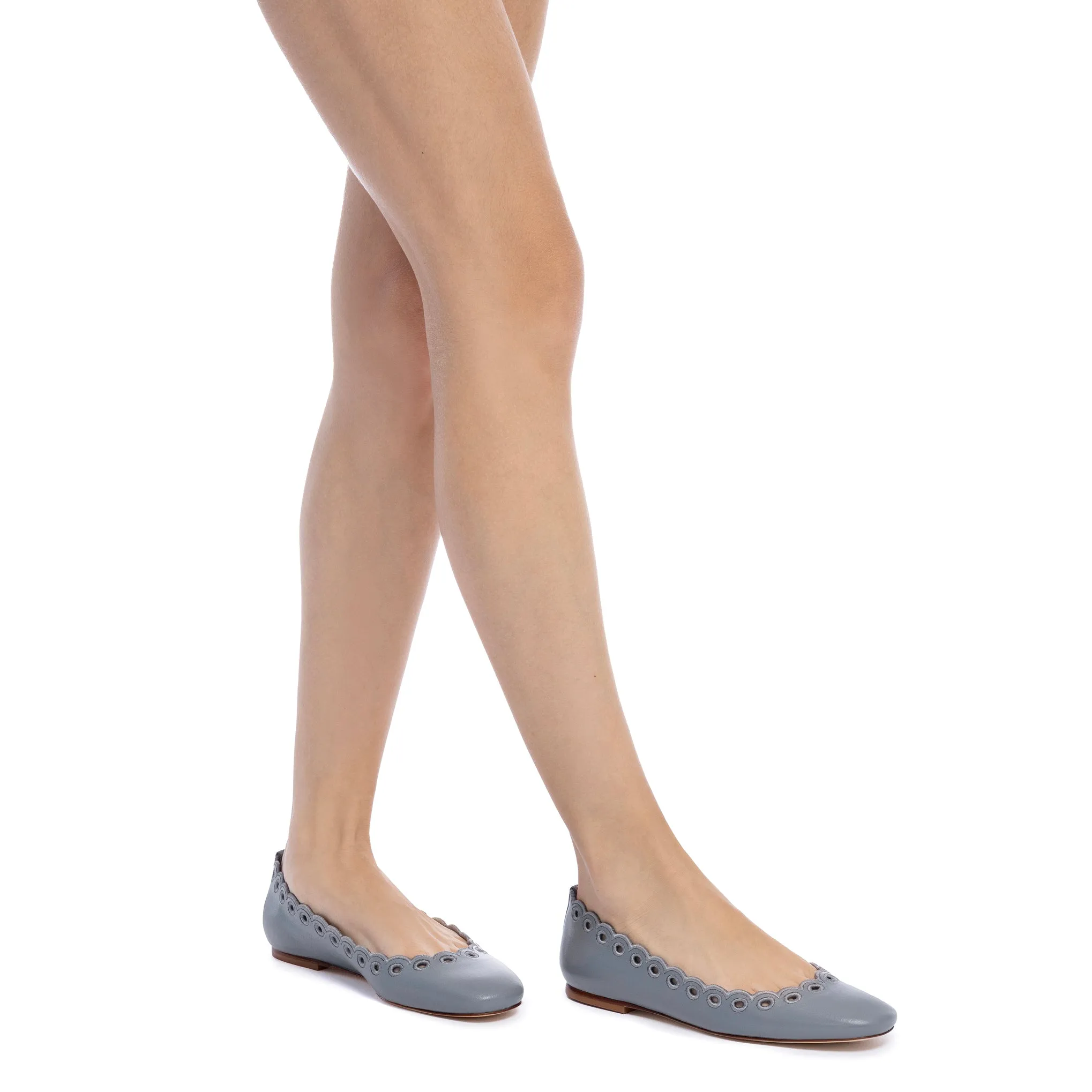 Meghan Broderie Flat In Titanium Leather sold by Larroude product image thumbnail 4