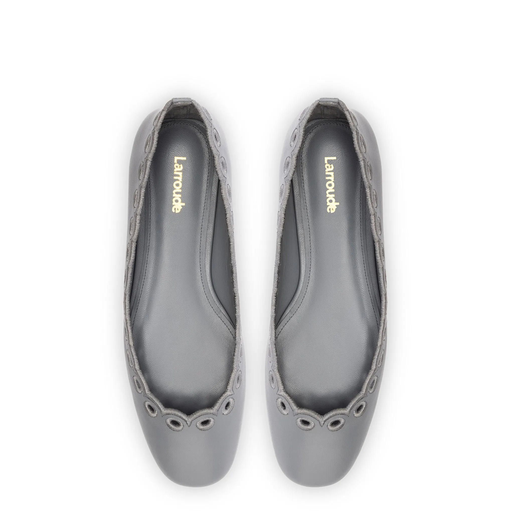 Meghan Broderie Flat In Titanium Leather sold by Larroude product image thumbnail 3