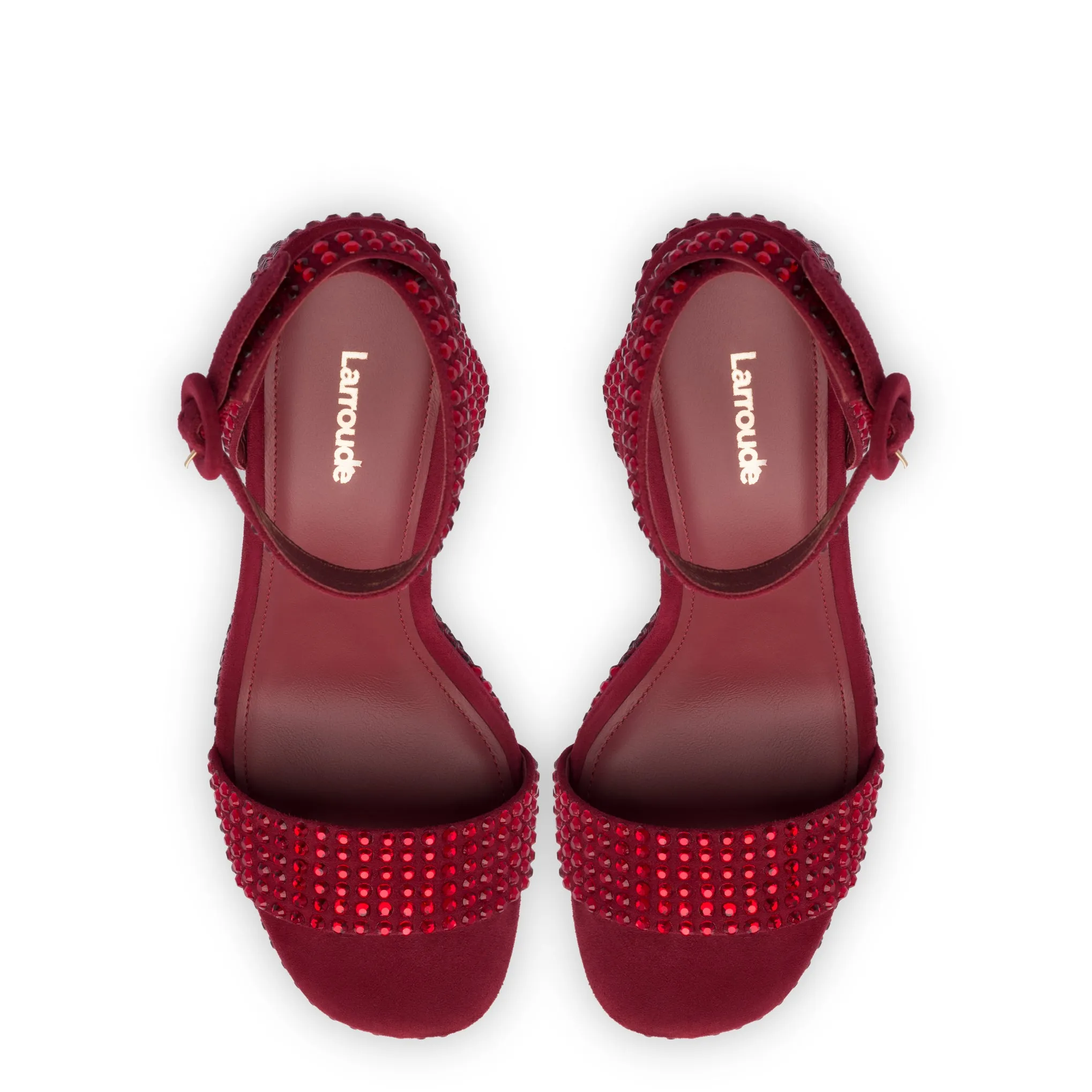 Dolly Crystal Sandal In Lipstick Red Suede sold by Larroude product image thumbnail 3