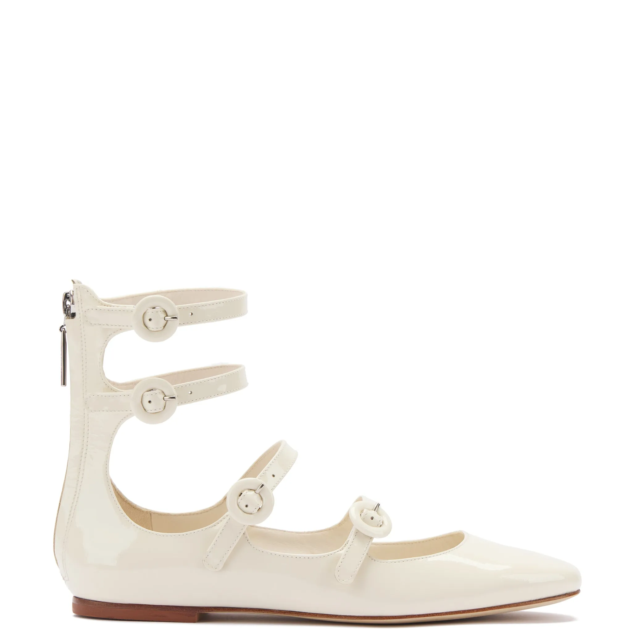 Alexa Flat In Ivory Patent sold by Larroude
