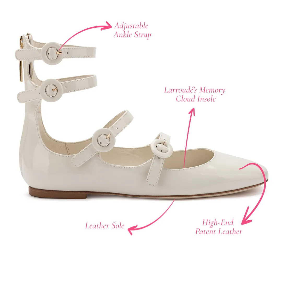 Alexa Flat In Ivory Patent sold by Larroude product image thumbnail 5