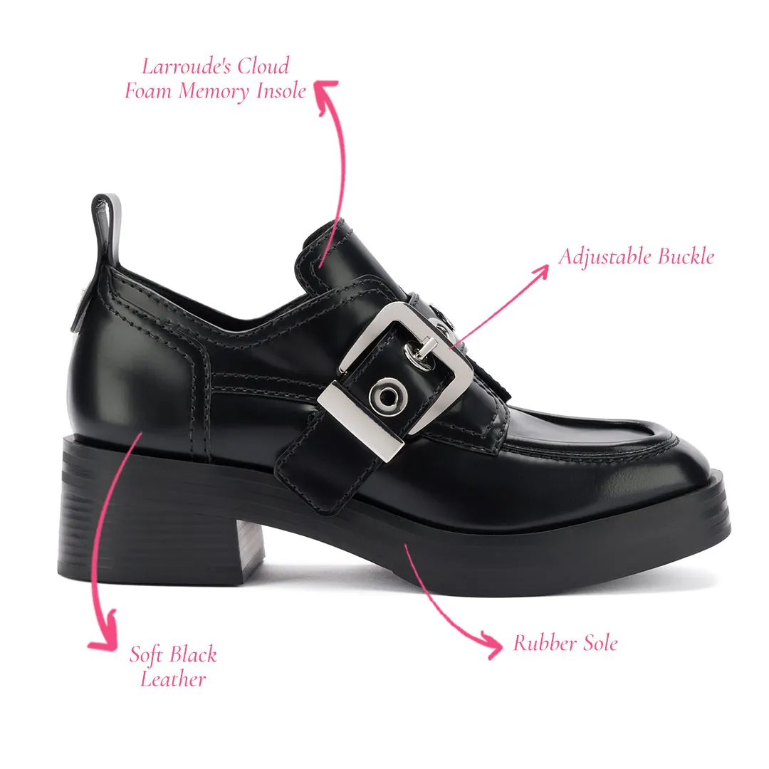 Stewart Flat Oxford In Black Leather sold by Larroude product image thumbnail 5