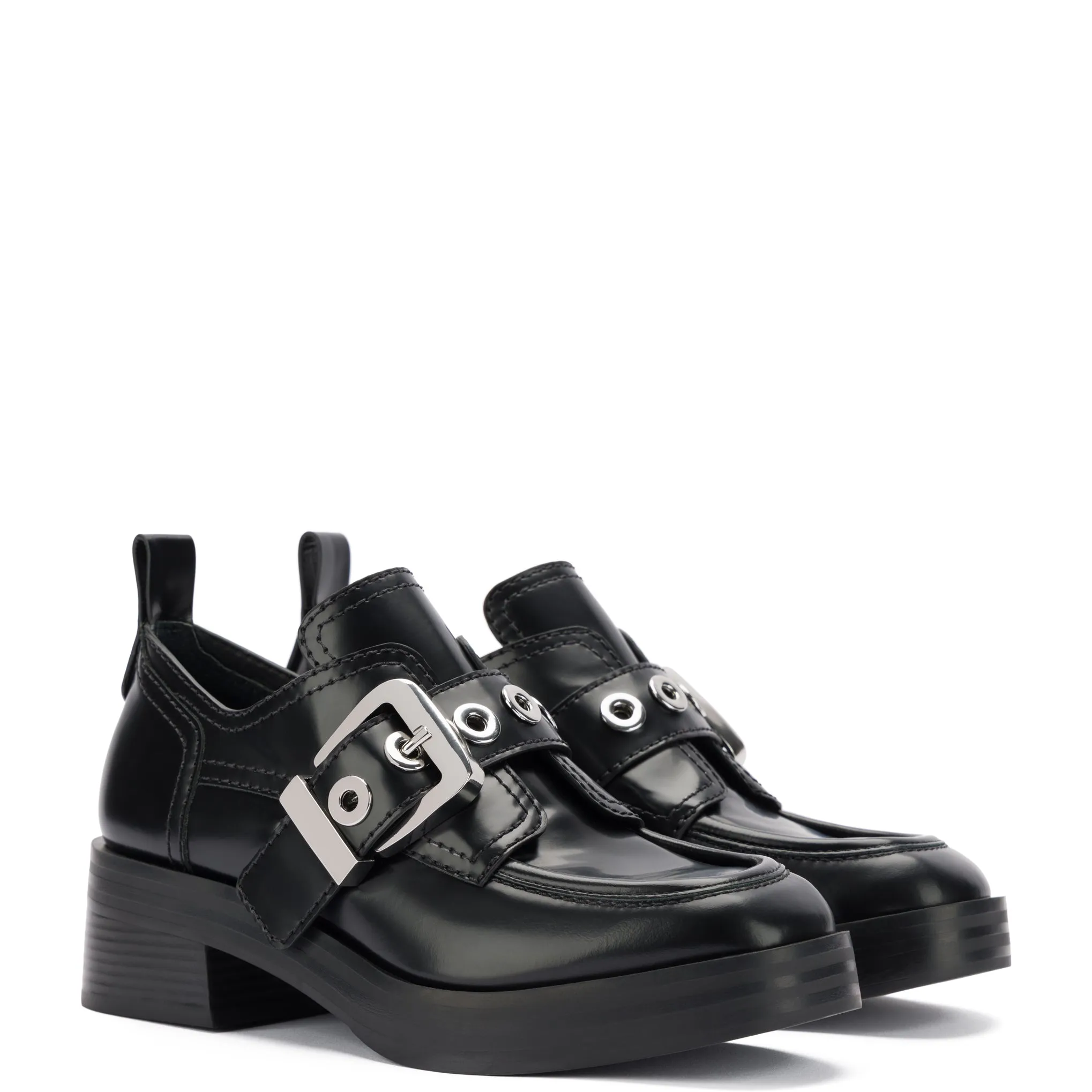 Stewart Flat Oxford In Black Leather sold by Larroude product image thumbnail 2