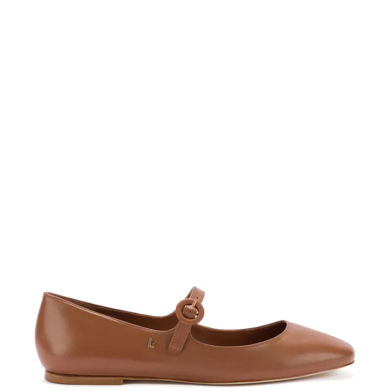 Blair Ballet Flat In Caramel Leather sold by Larroude