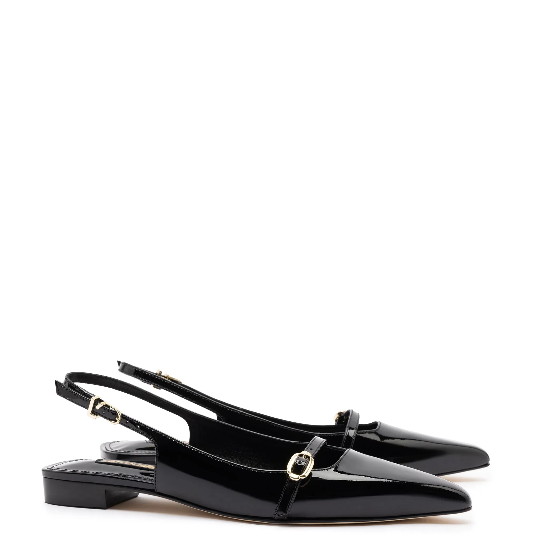 Ines Flat In Black Patent Leather sold by Larroude product image thumbnail 2