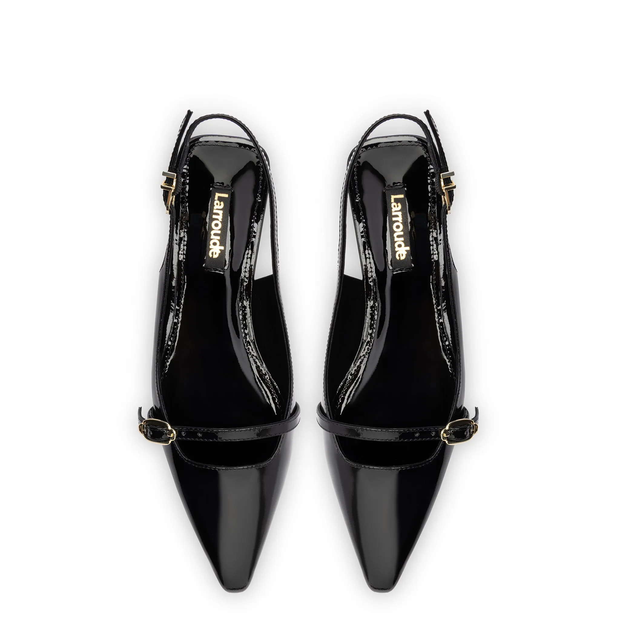 Ines Flat In Black Patent Leather sold by Larroude product image thumbnail 3