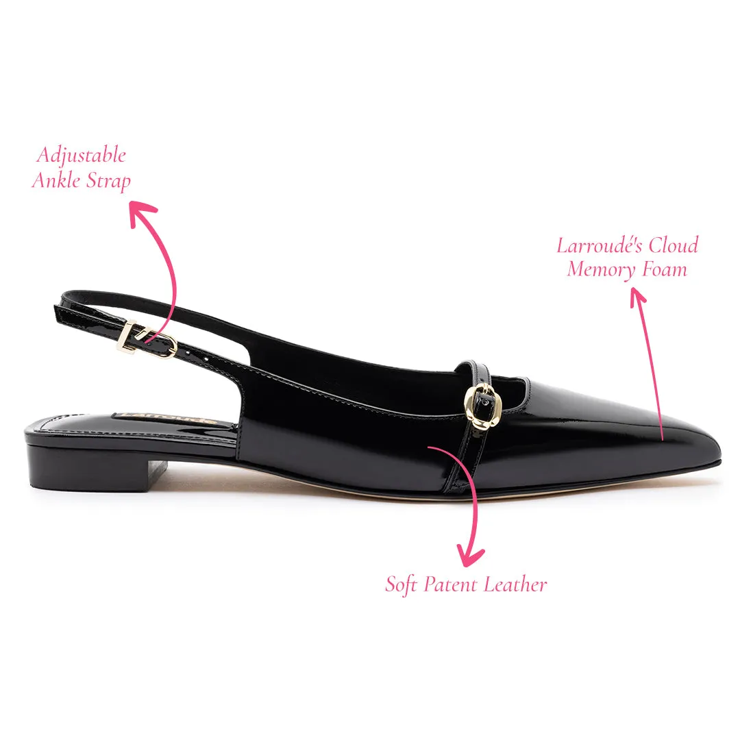 Ines Flat In Black Patent Leather sold by Larroude product image thumbnail 5