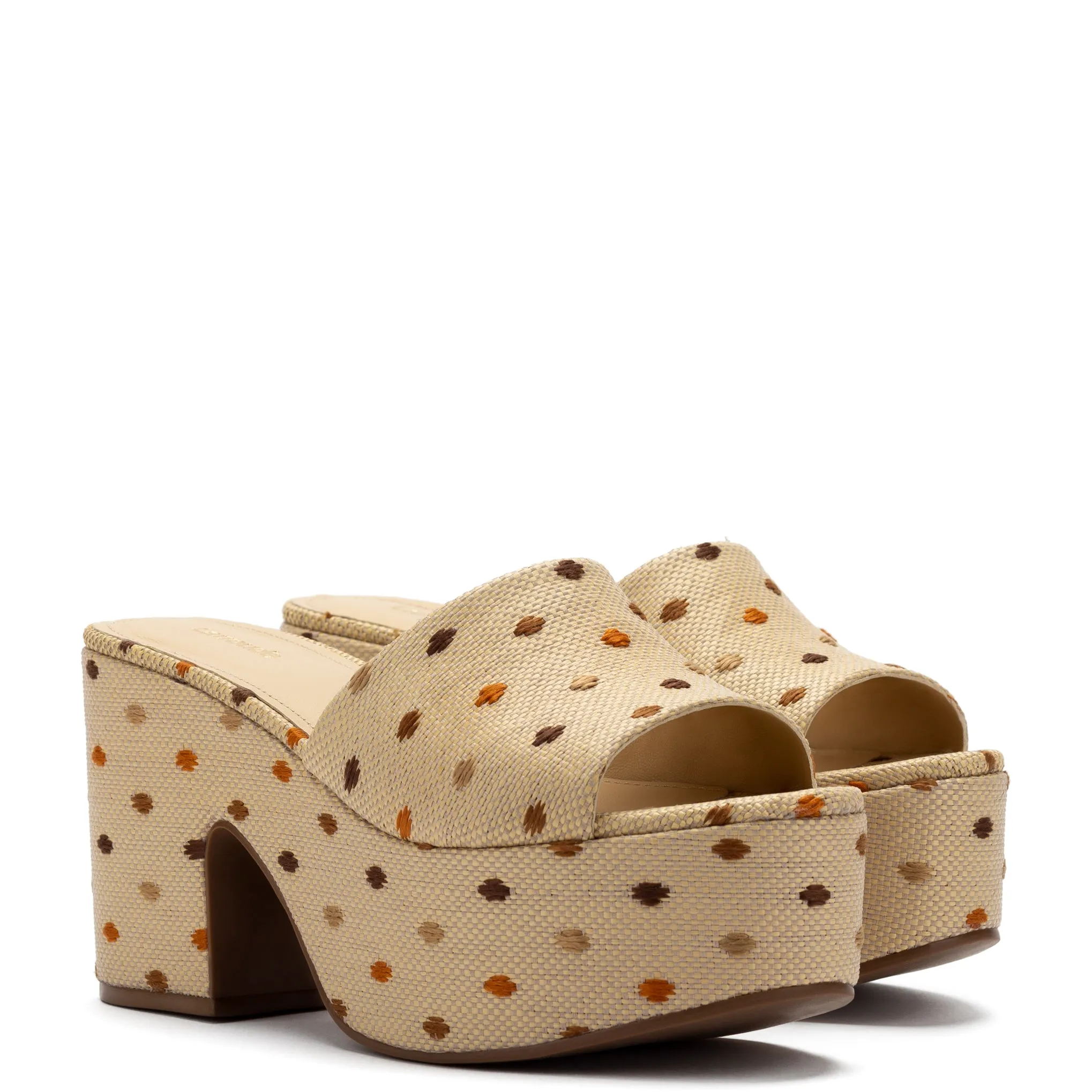 Miso Platform Sandal In Natural Raffia and Polka Dot Emboridery sold by Larroude product image thumbnail 2