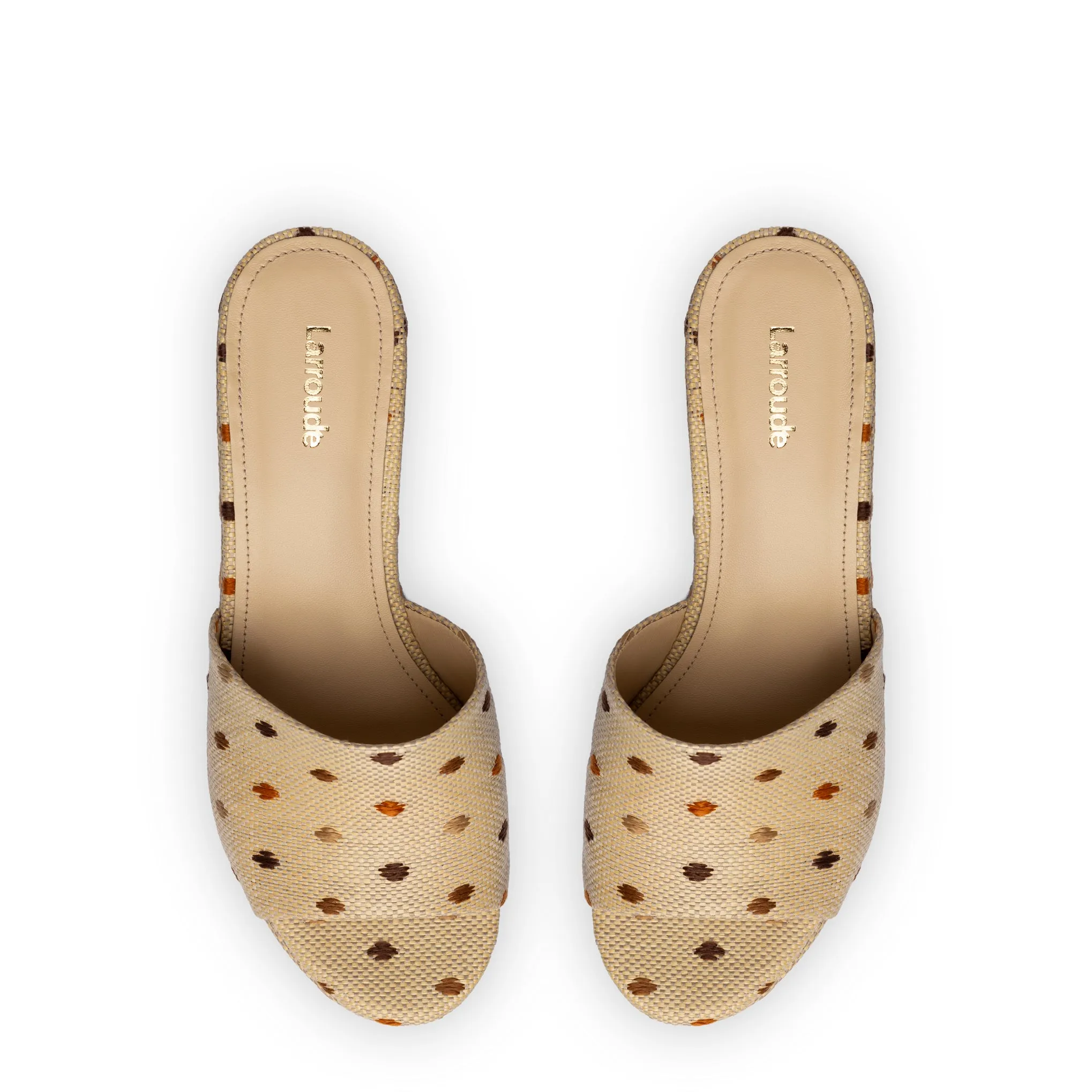 Miso Platform Sandal In Natural Raffia and Polka Dot Emboridery sold by Larroude product image thumbnail 3