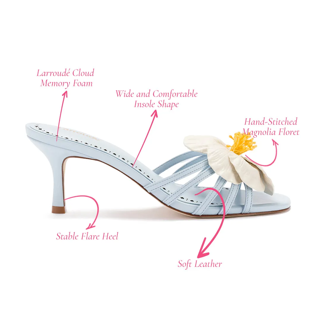 Magnolia Mule In Cerulean Blue Leather sold by Larroude product image thumbnail 5