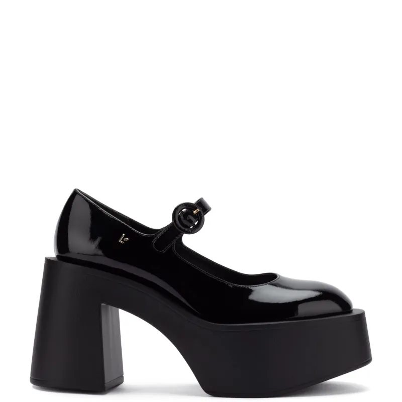 Olivia Platform Pump In Black Patent Leather sold by Larroude