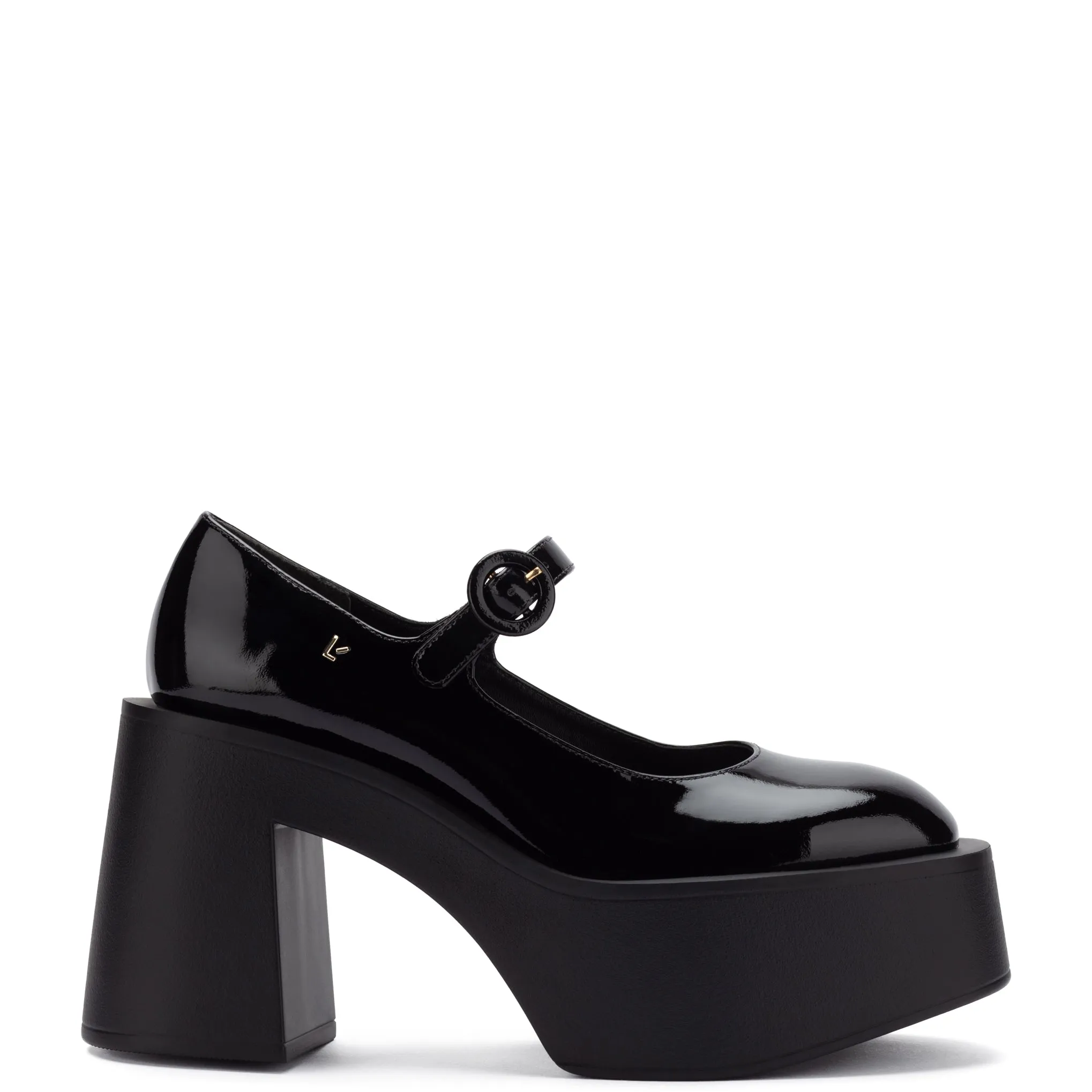 Olivia Platform Pump In Black Patent Leather sold by Larroude