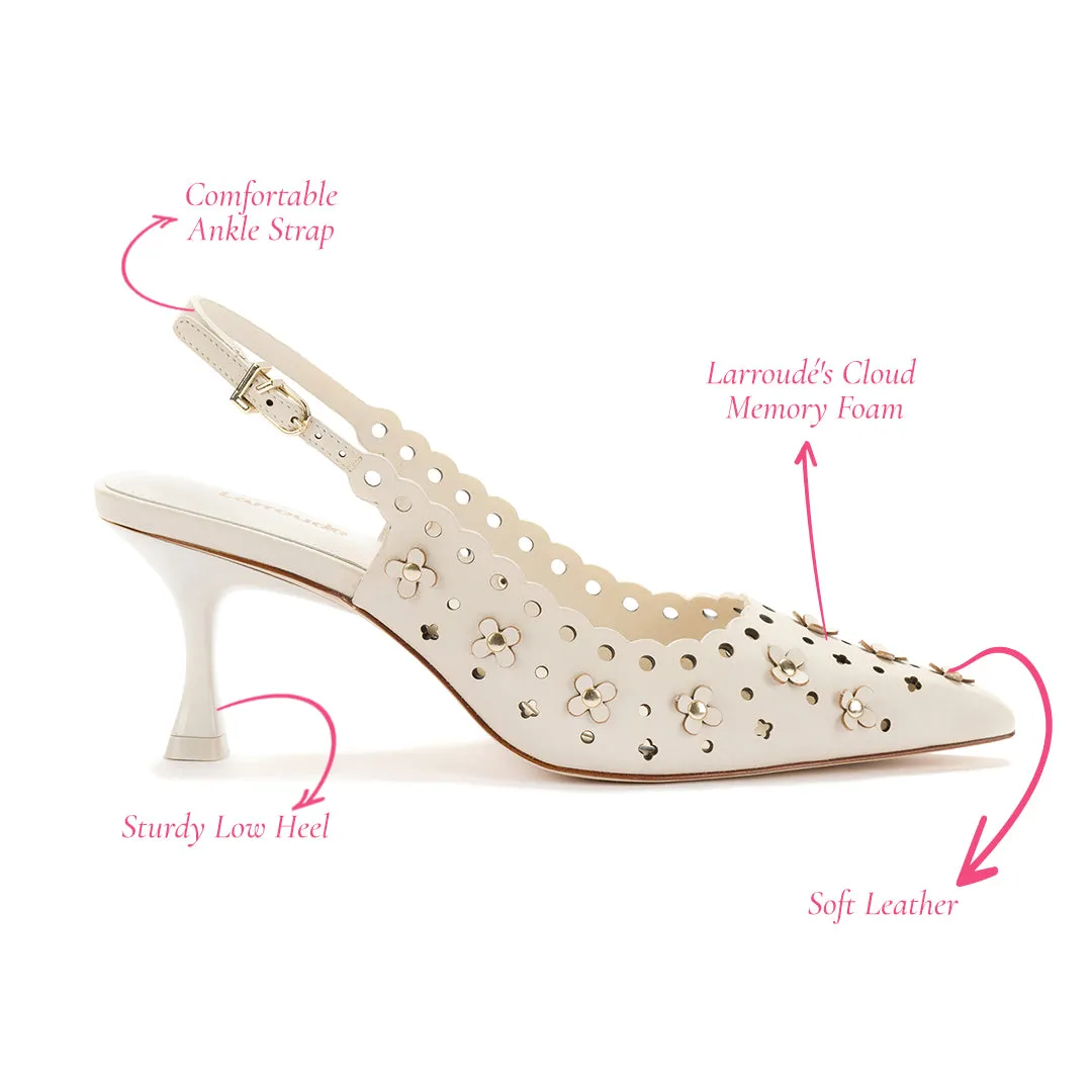 Jasmine Pump In Ivory Leather sold by Larroude product image thumbnail 5