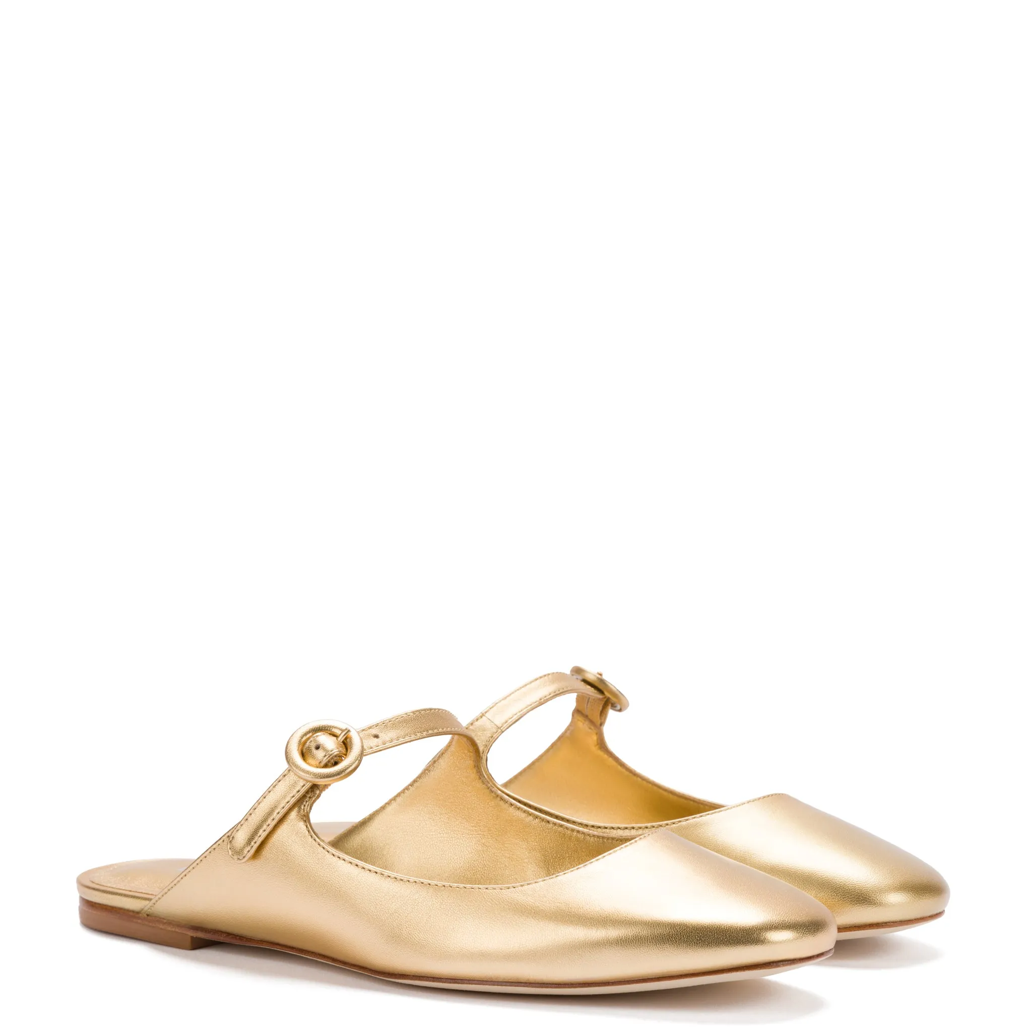 Blair Flat Mule In Gold Metallic Leather sold by Larroude product image thumbnail 2