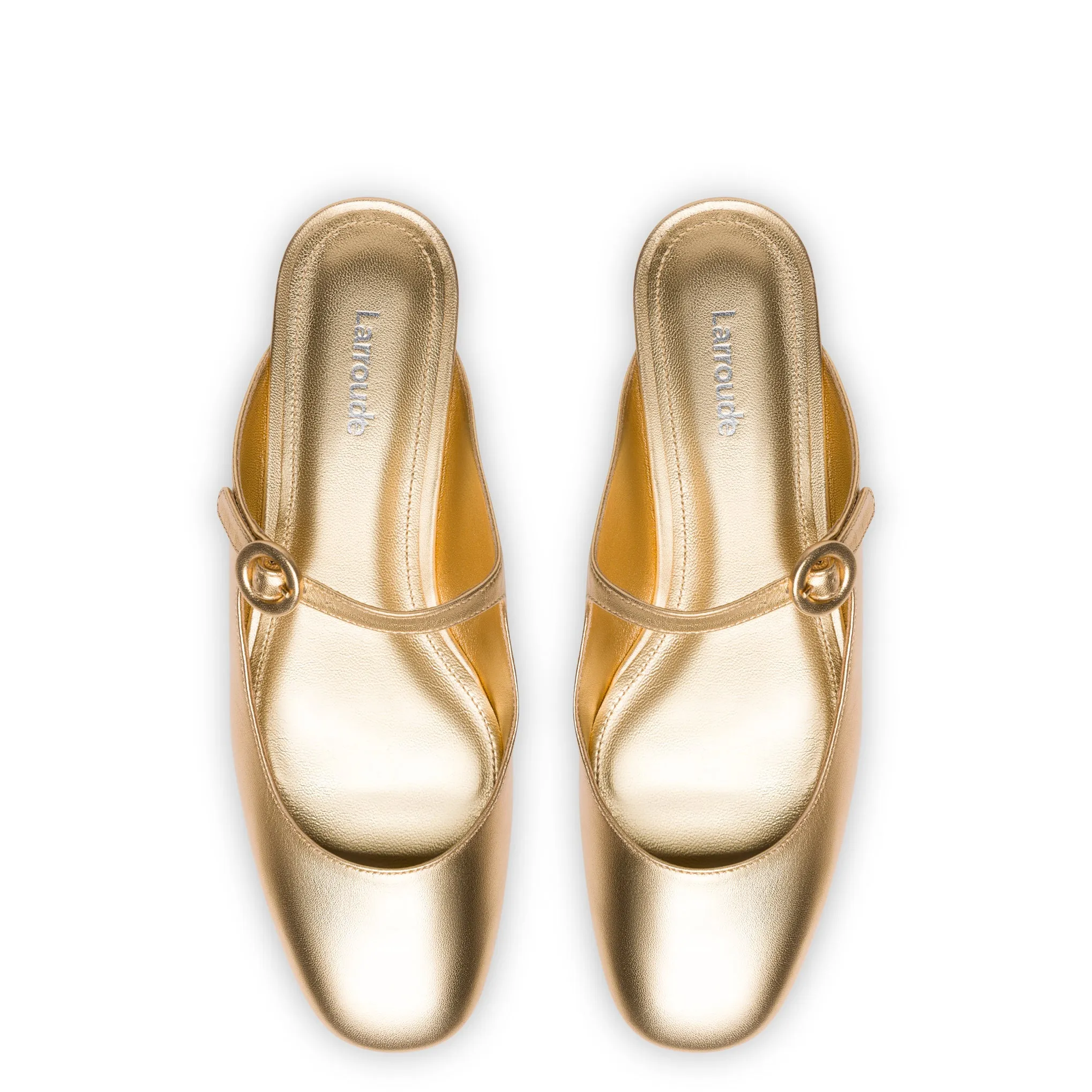 Blair Flat Mule In Gold Metallic Leather sold by Larroude product image thumbnail 3