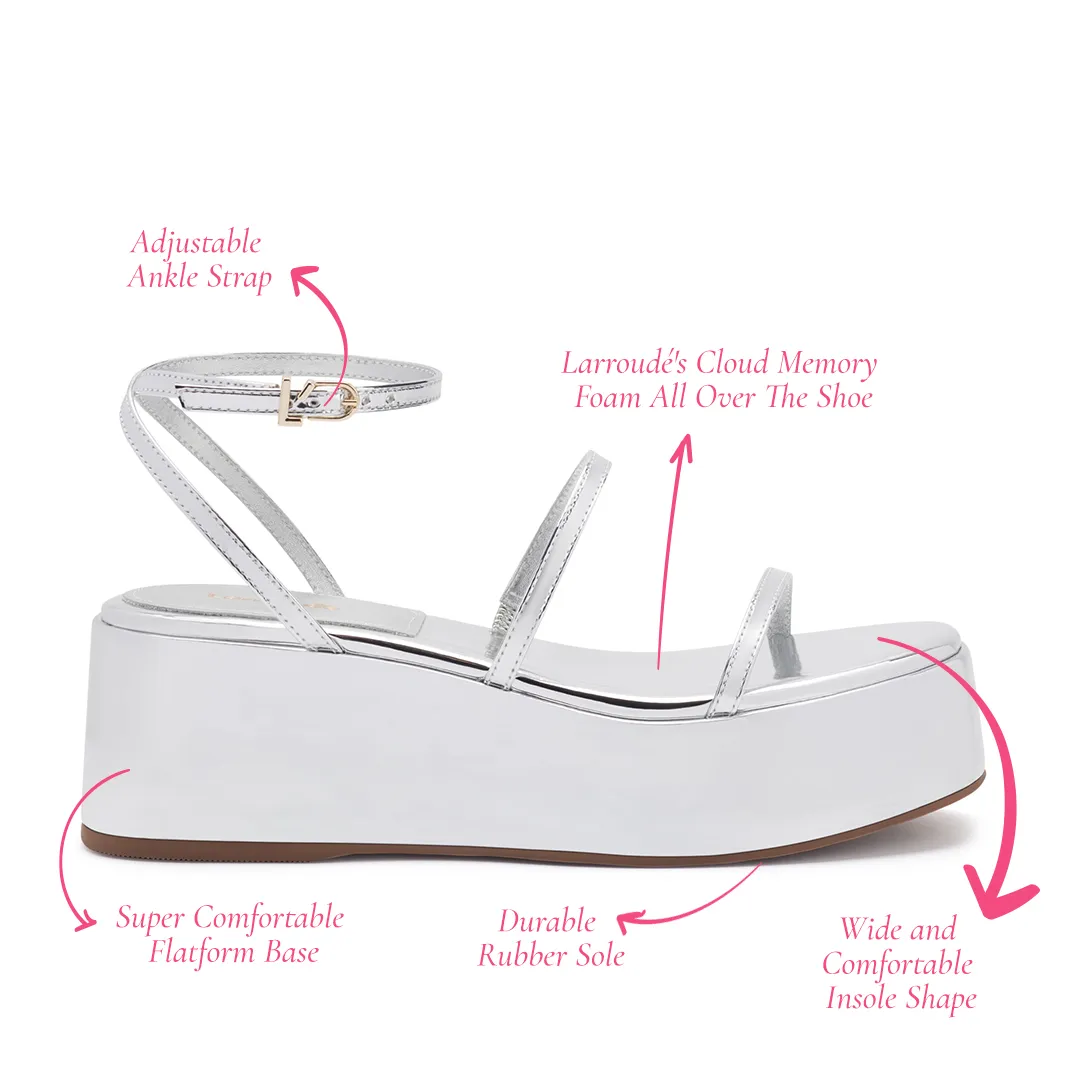 Gio Flatform Sandal In Specchio Silver sold by Larroude product image thumbnail 5