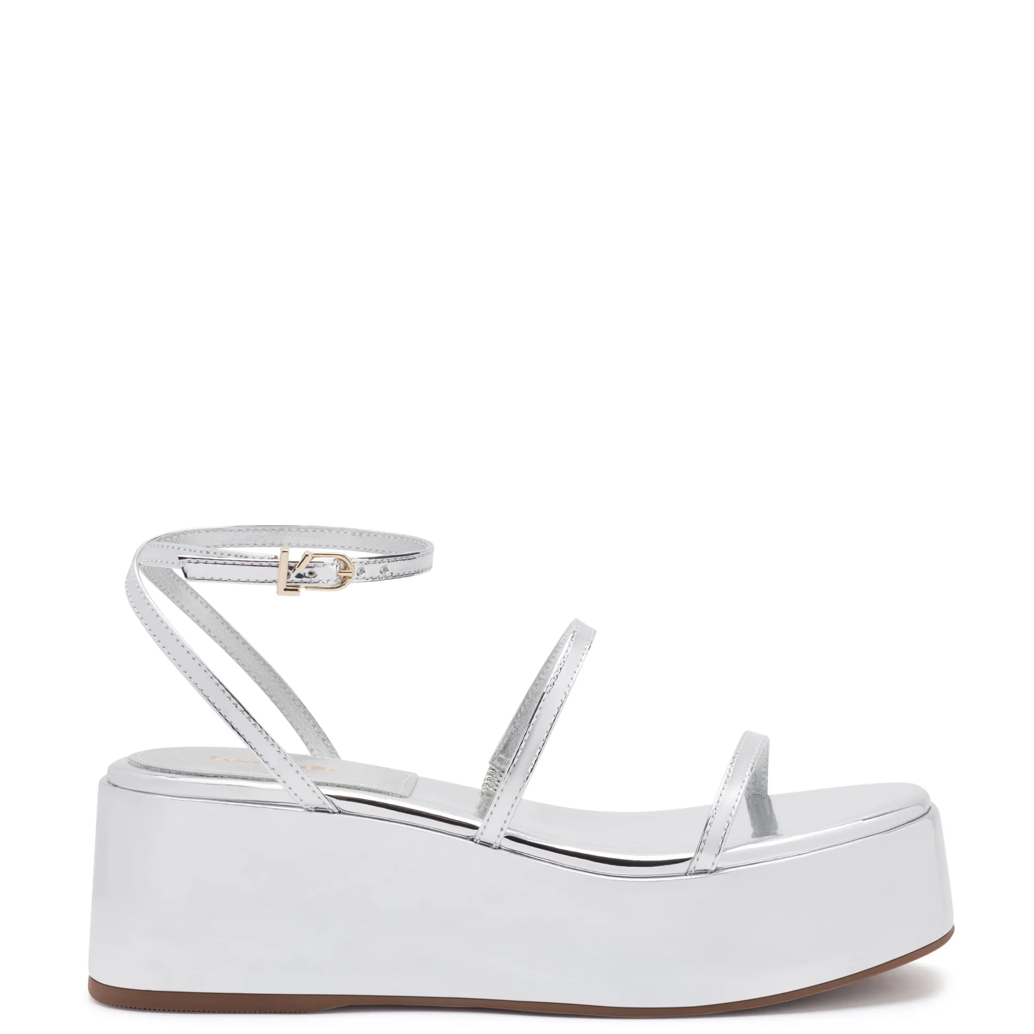 Gio Flatform Sandal In Specchio Silver sold by Larroude