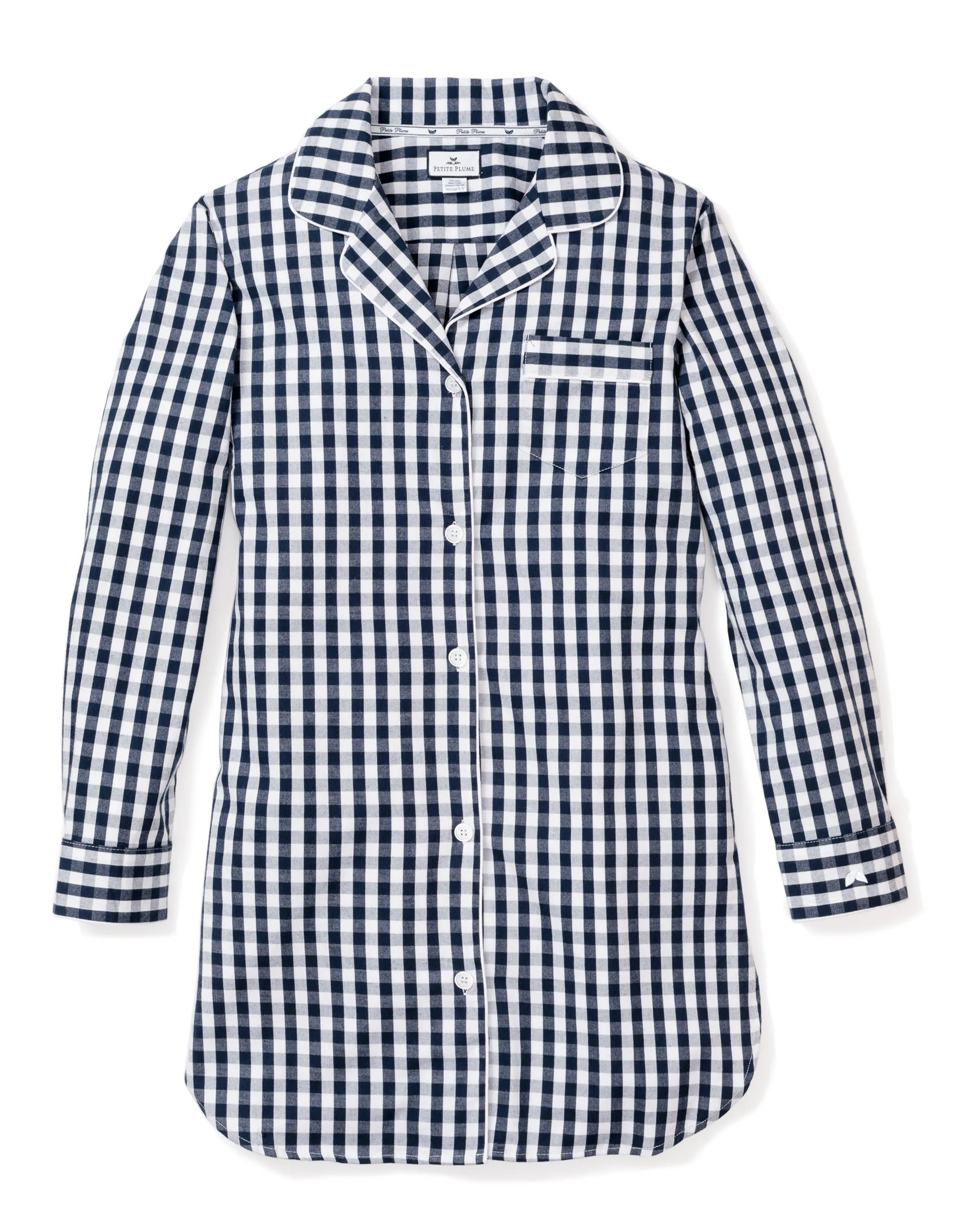 Women's Nightshirt in Navy Gingham sold by Larroude