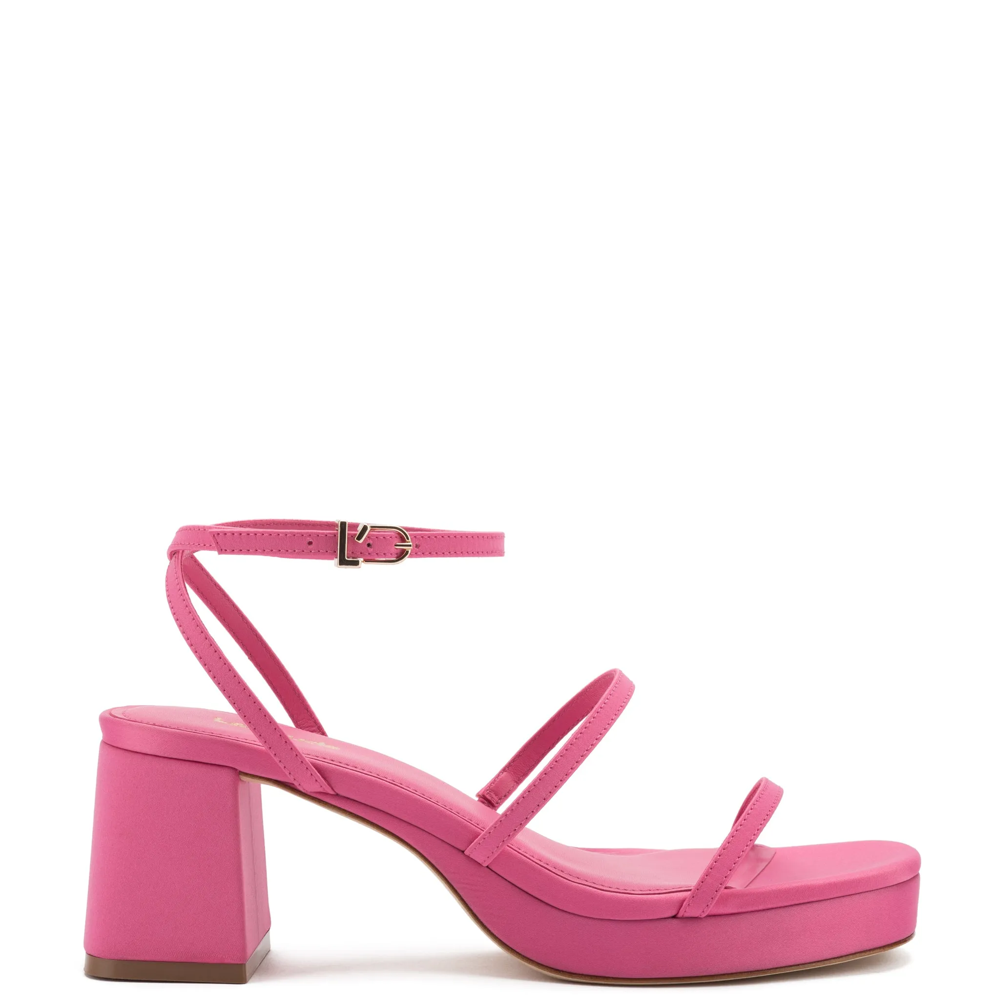 Gio Sandal In Pink Satin sold by Larroude