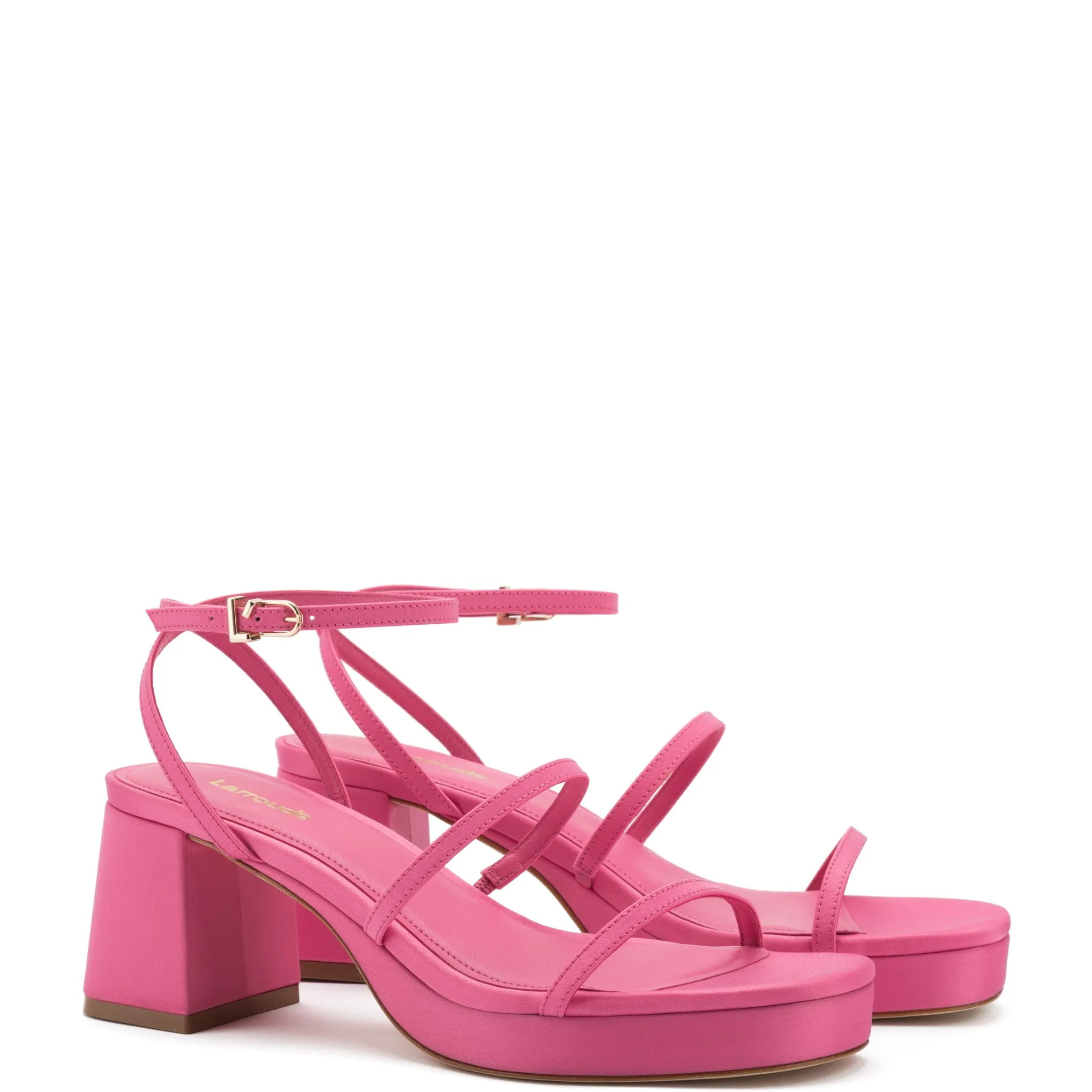 Gio Sandal In Pink Satin sold by Larroude product image thumbnail 2