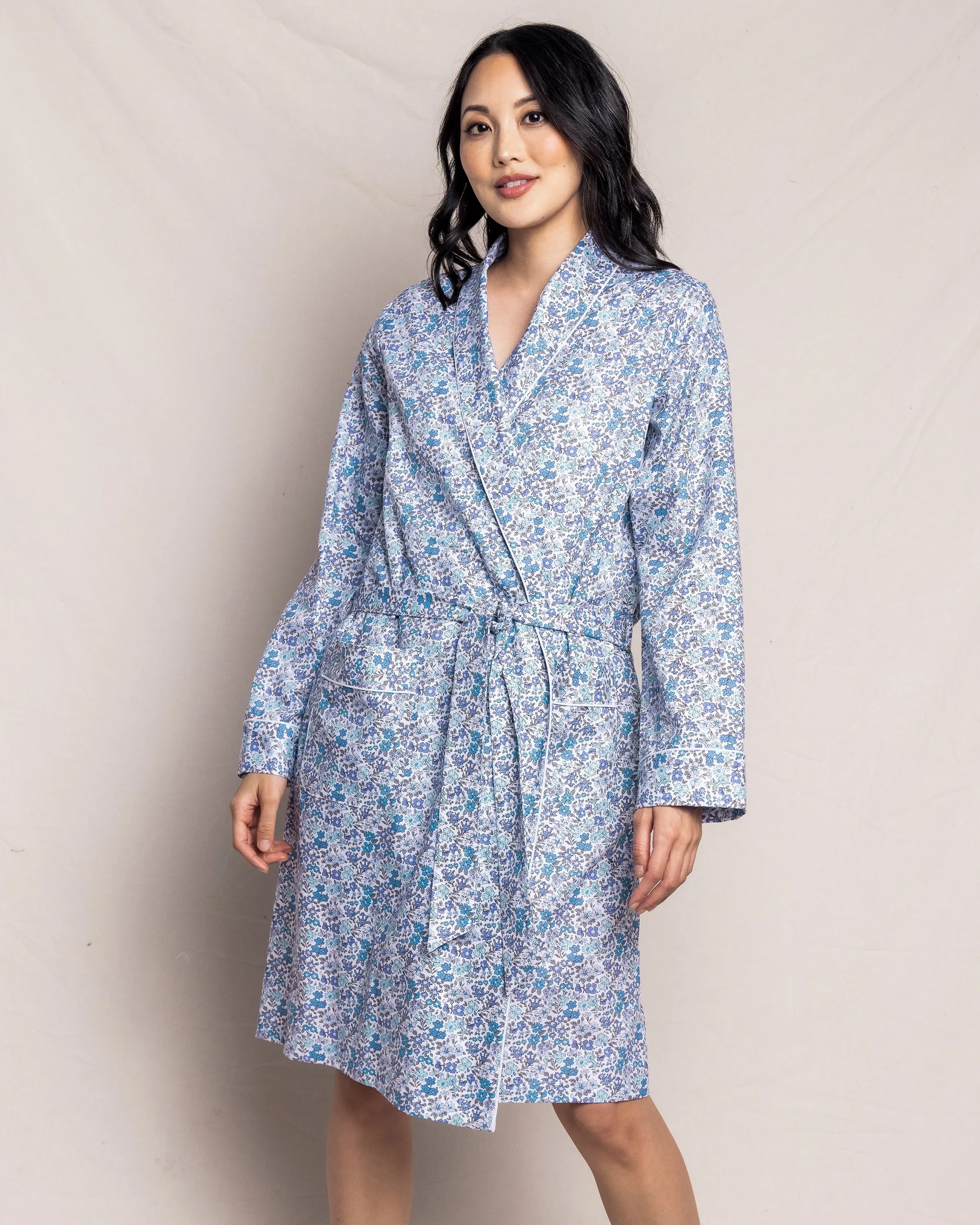 Women's Twill Robe in Fleur D'Azur sold by Larroude product image thumbnail 2