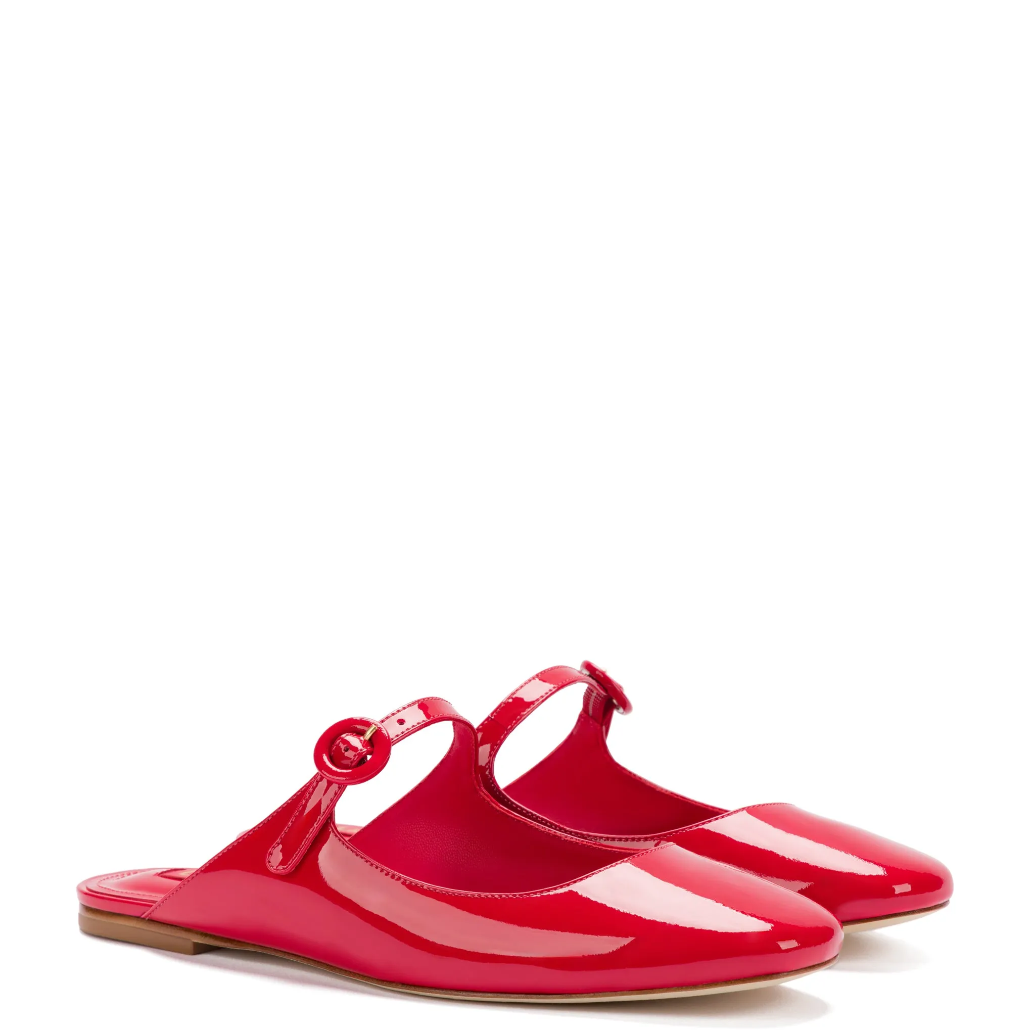 Blair Flat Mule In Scarlet Patent Leather sold by Larroude product image thumbnail 2