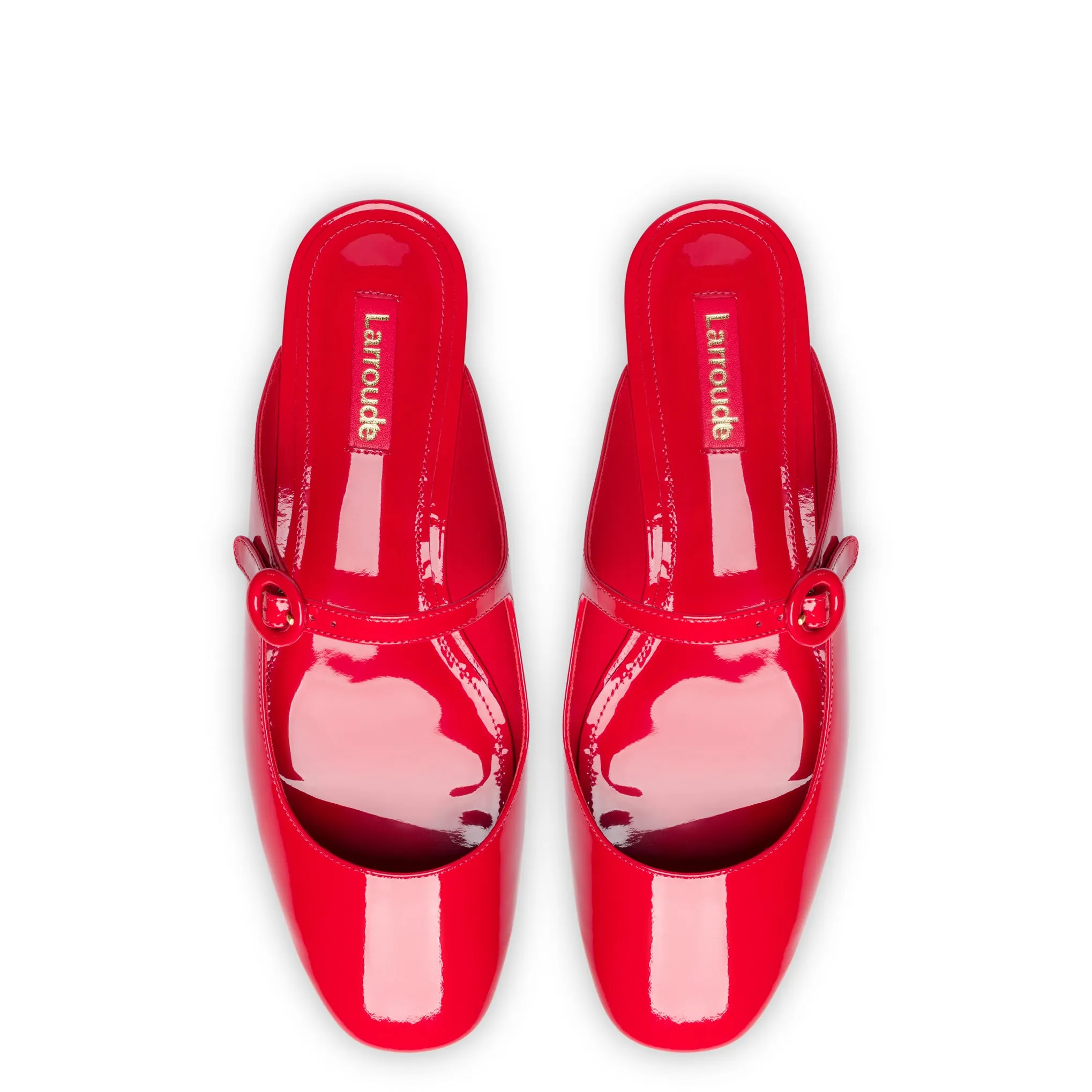 Blair Flat Mule In Scarlet Patent Leather sold by Larroude product image thumbnail 3