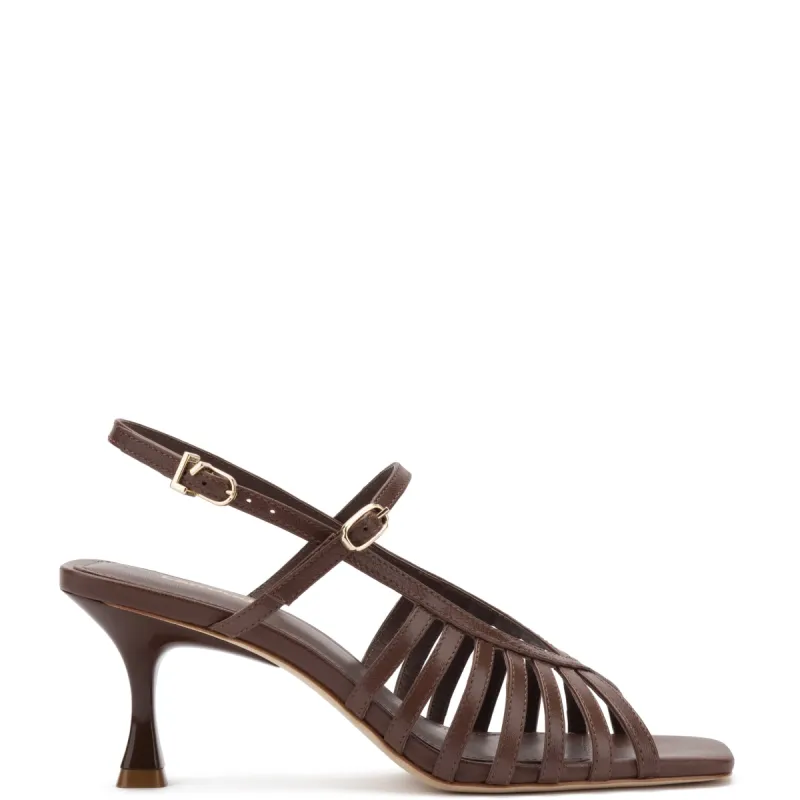 Leandra Sandal In Brown Leather sold by Larroude