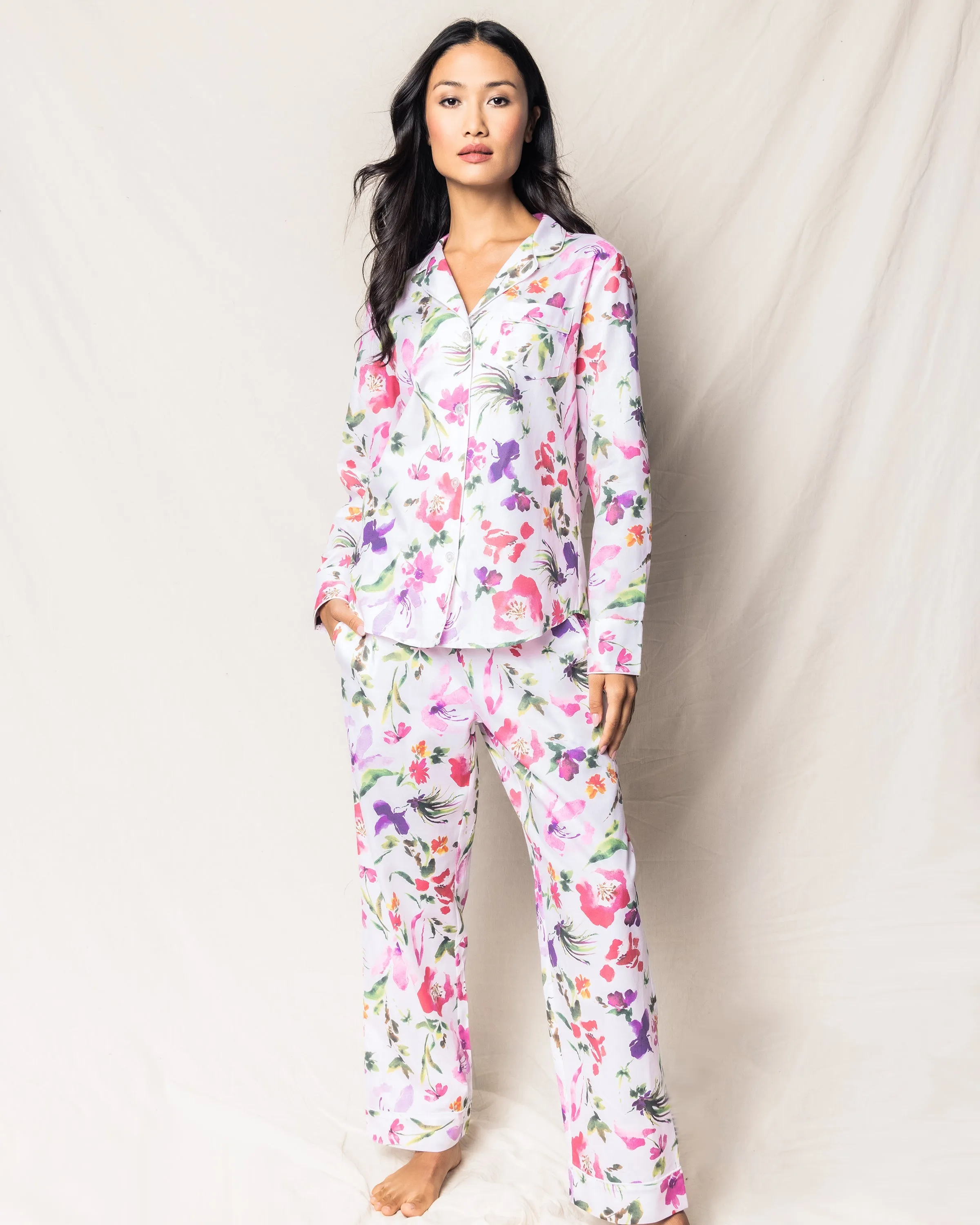 Women's Twill Pajama Set in Gardens of Giverny sold by Larroude product image thumbnail 2