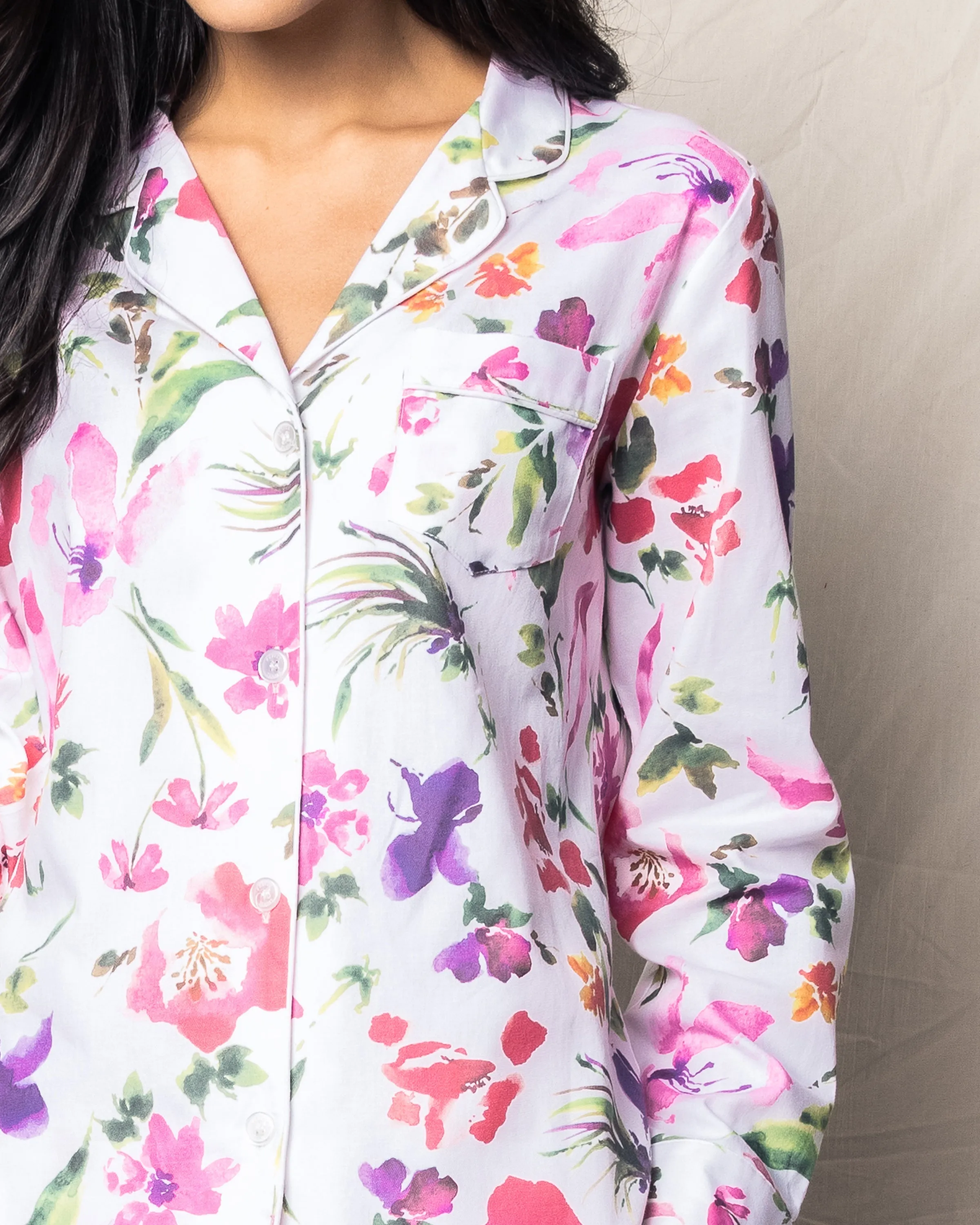 Women's Twill Pajama Set in Gardens of Giverny sold by Larroude product image thumbnail 3