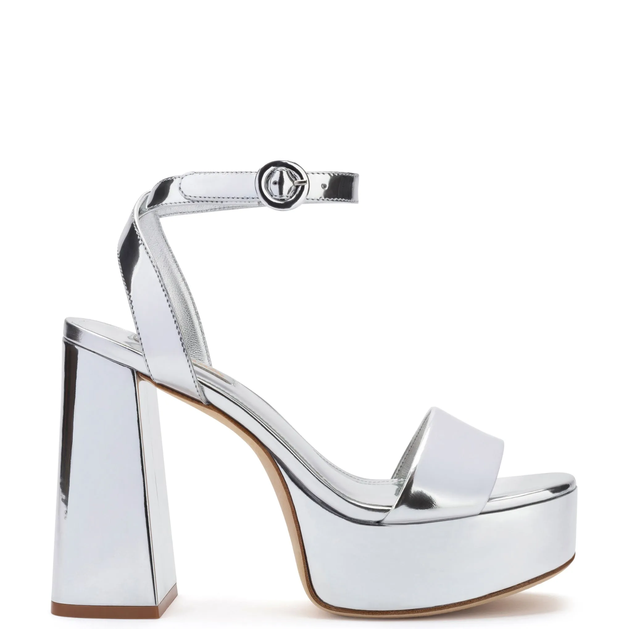 Dolly Sandal In Silver Specchio sold by Larroude