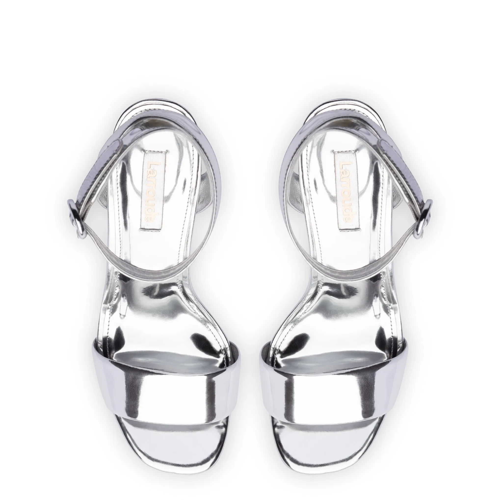 Dolly Sandal In Silver Specchio sold by Larroude product image thumbnail 3