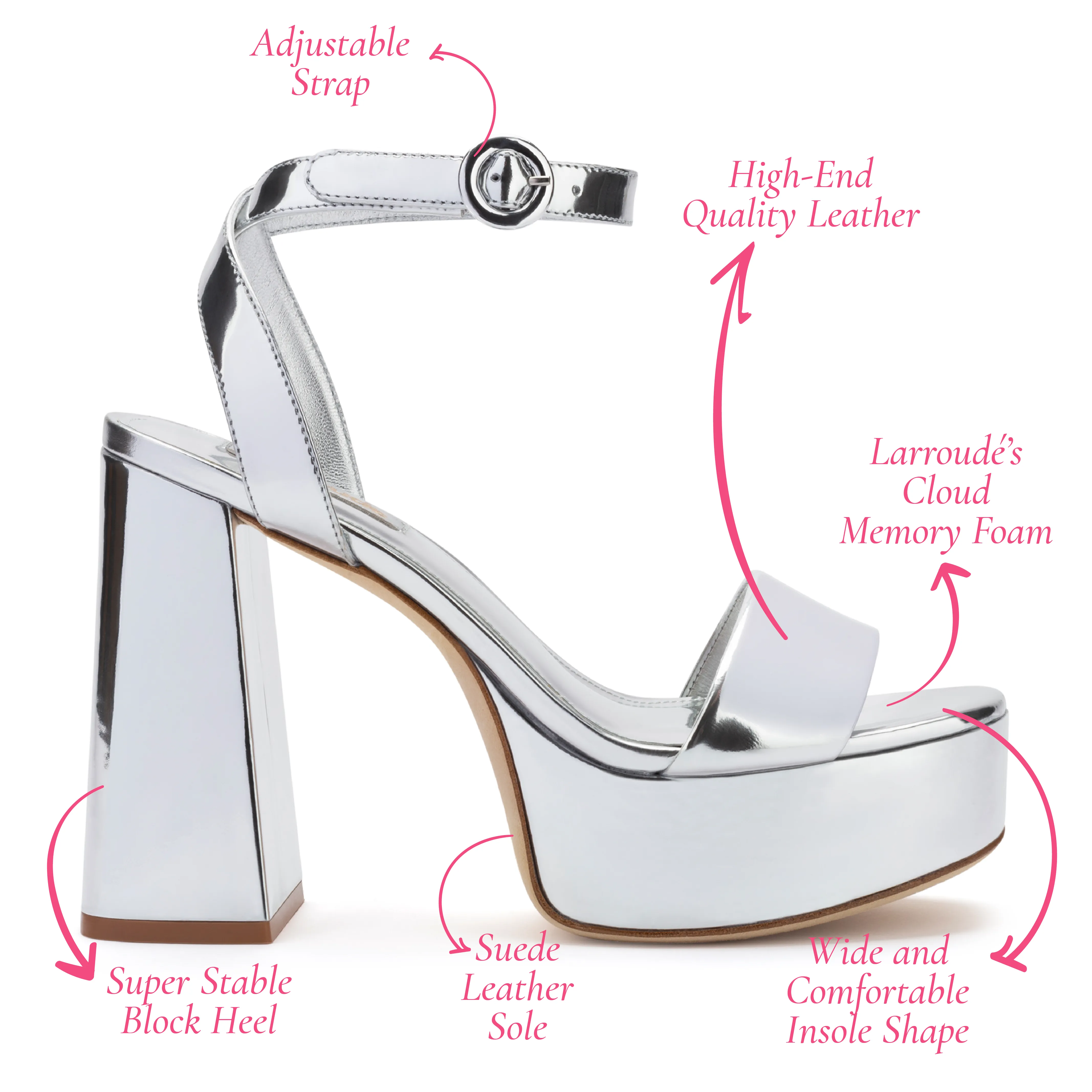 Dolly Sandal In Silver Specchio sold by Larroude product image thumbnail 5