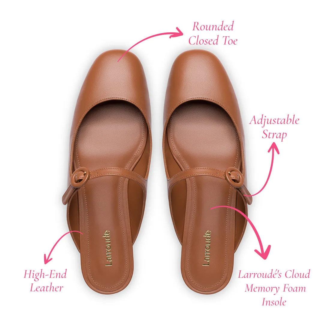 Blair Flat Mule In Caramel Leather sold by Larroude product image thumbnail 5