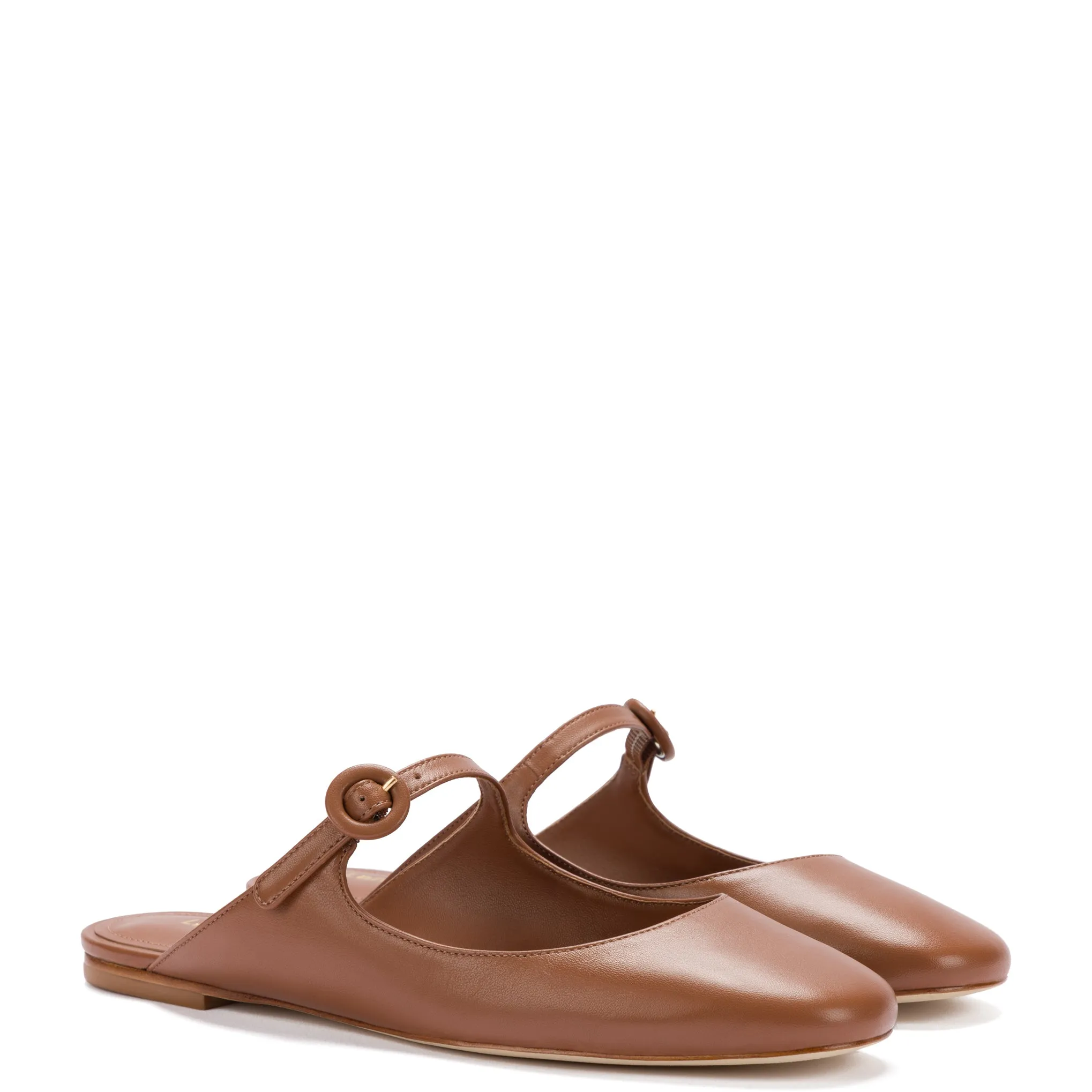 Blair Flat Mule In Caramel Leather sold by Larroude product image thumbnail 2