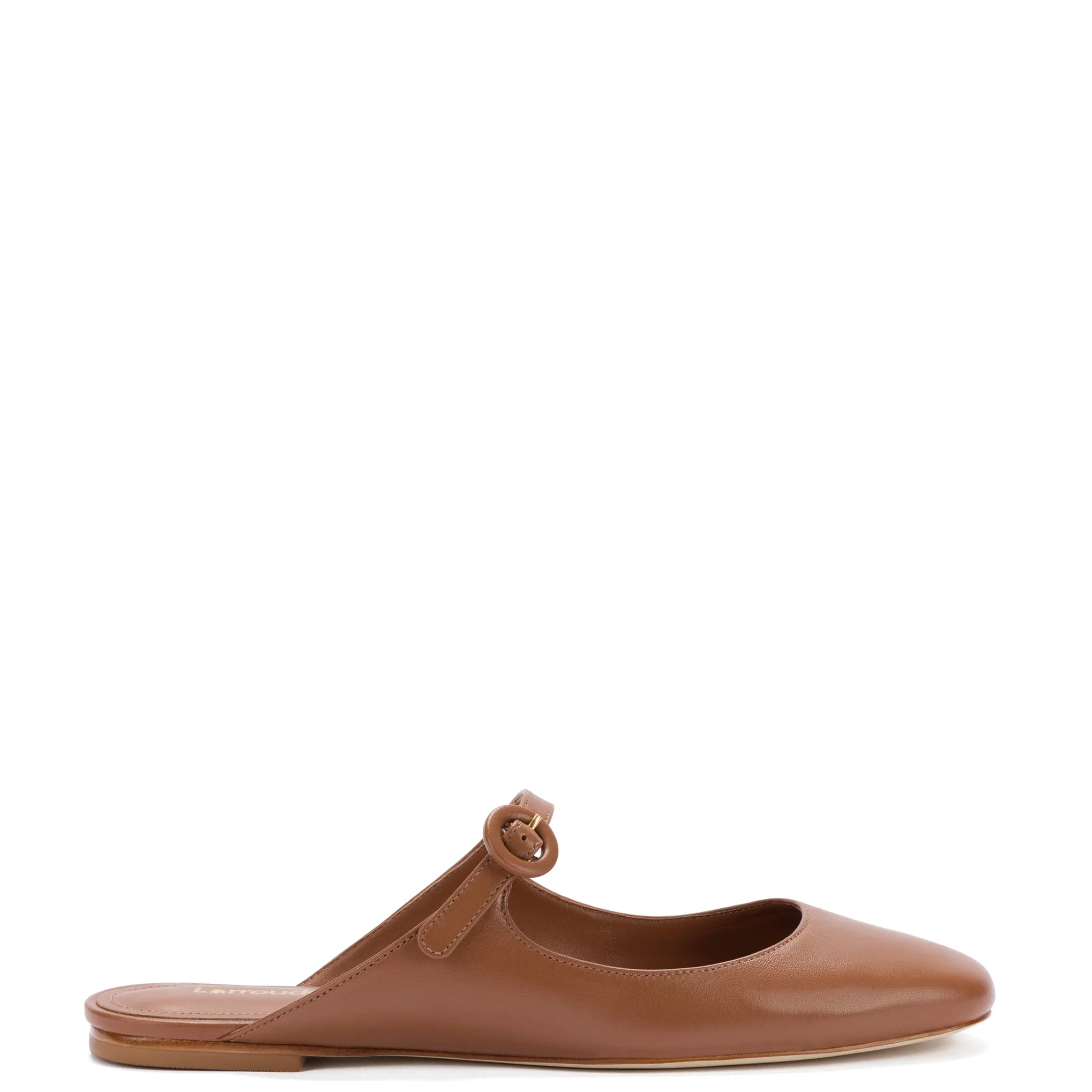 Blair Flat Mule In Caramel Leather sold by Larroude