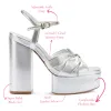 Vivienne Platform Sandal In Silver Metallic Leather sold by Larroude