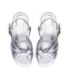 Vivienne Platform Sandal In Silver Metallic Leather sold by Larroude