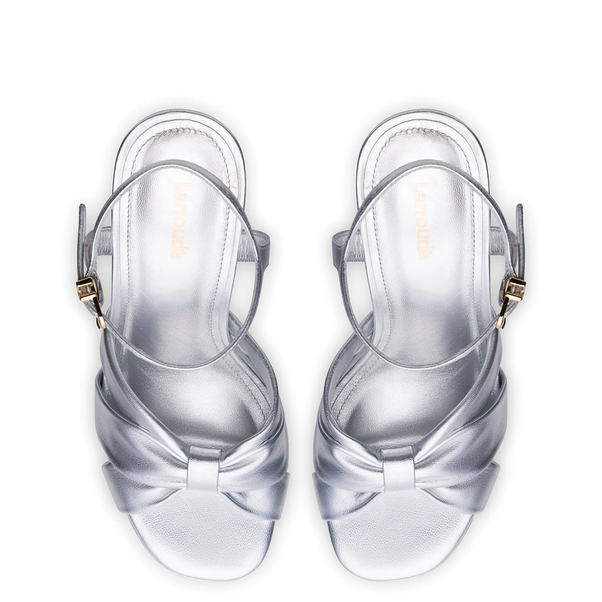 Vivienne Platform Sandal In Silver Metallic Leather sold by Larroude product image thumbnail 3