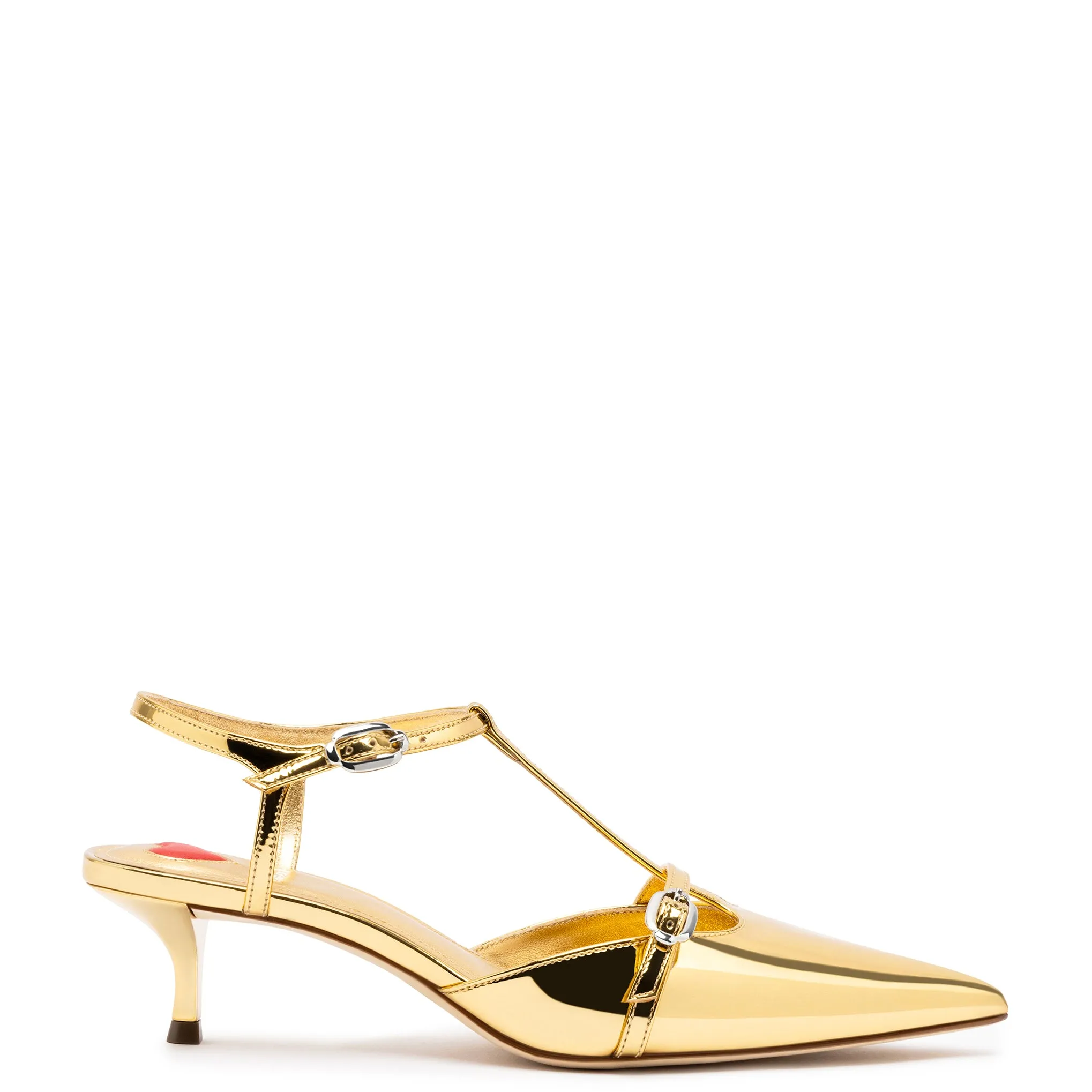 Grace Pump In Gold Specchio sold by Larroude