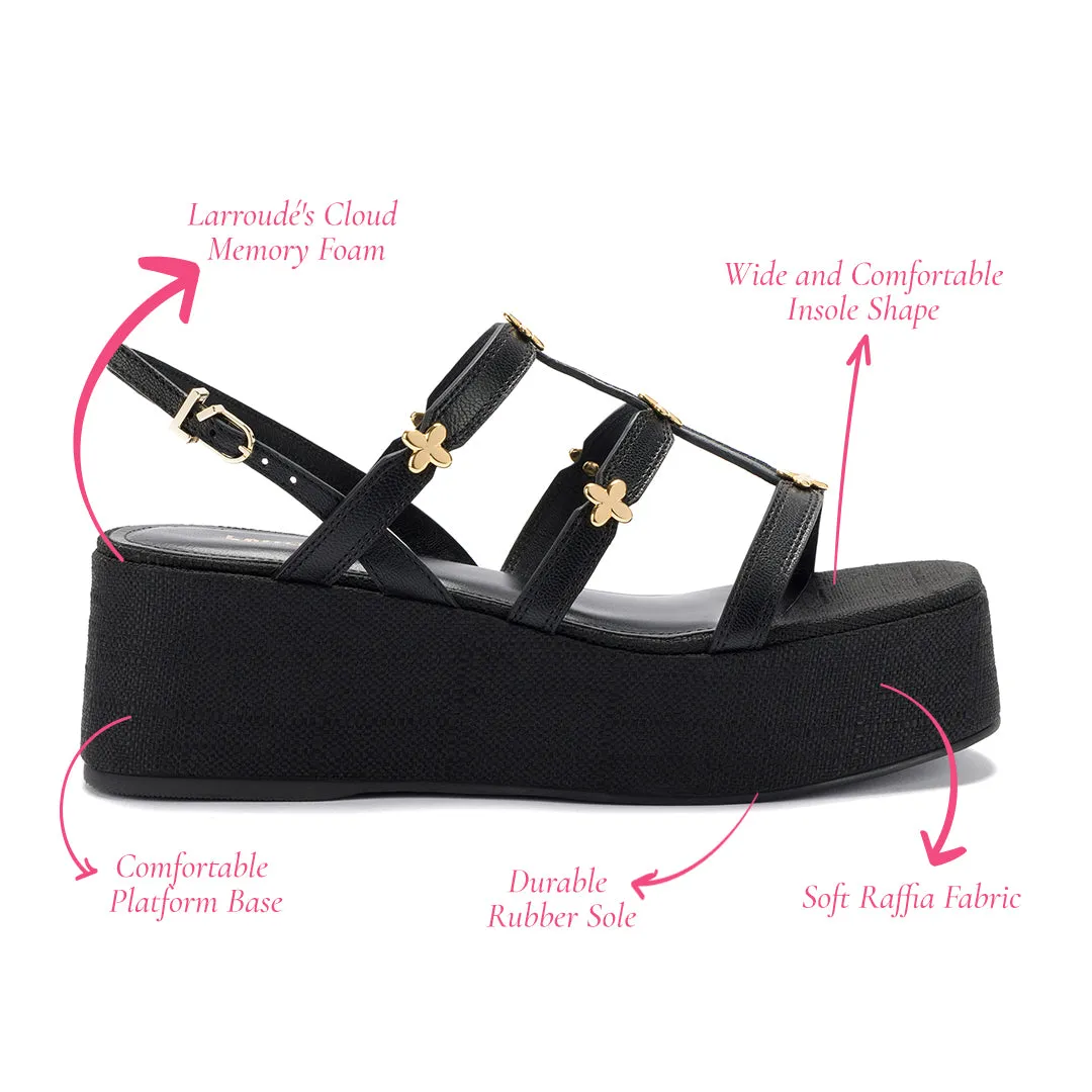 Harmony Flatform Sandal In Black Raffia sold by Larroude product image thumbnail 5